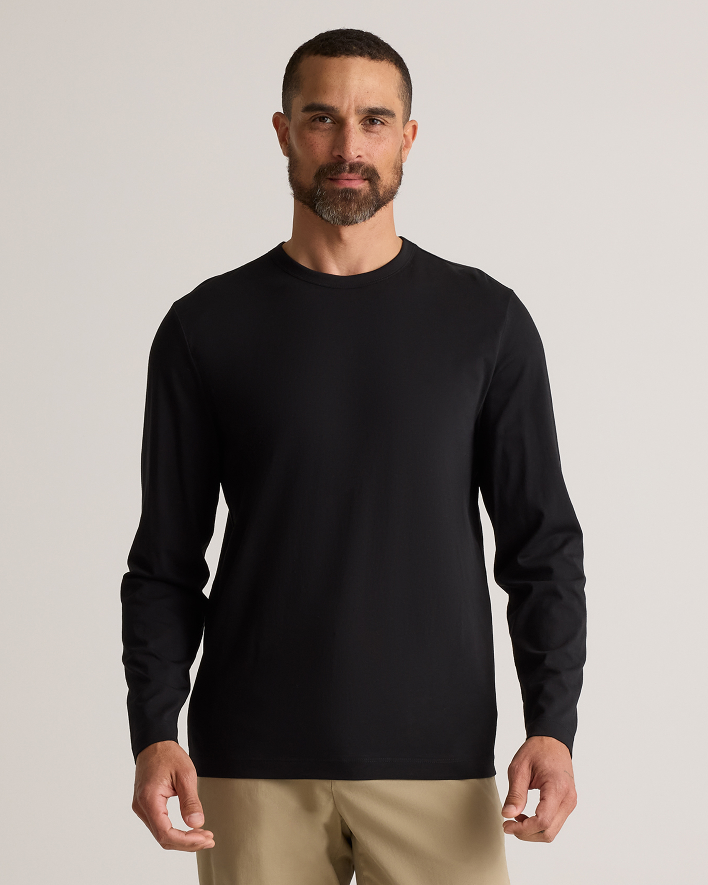 Quince Men's 100% Pima Cotton Luxe Touch Long Sleeve T-shirt In Bold Black