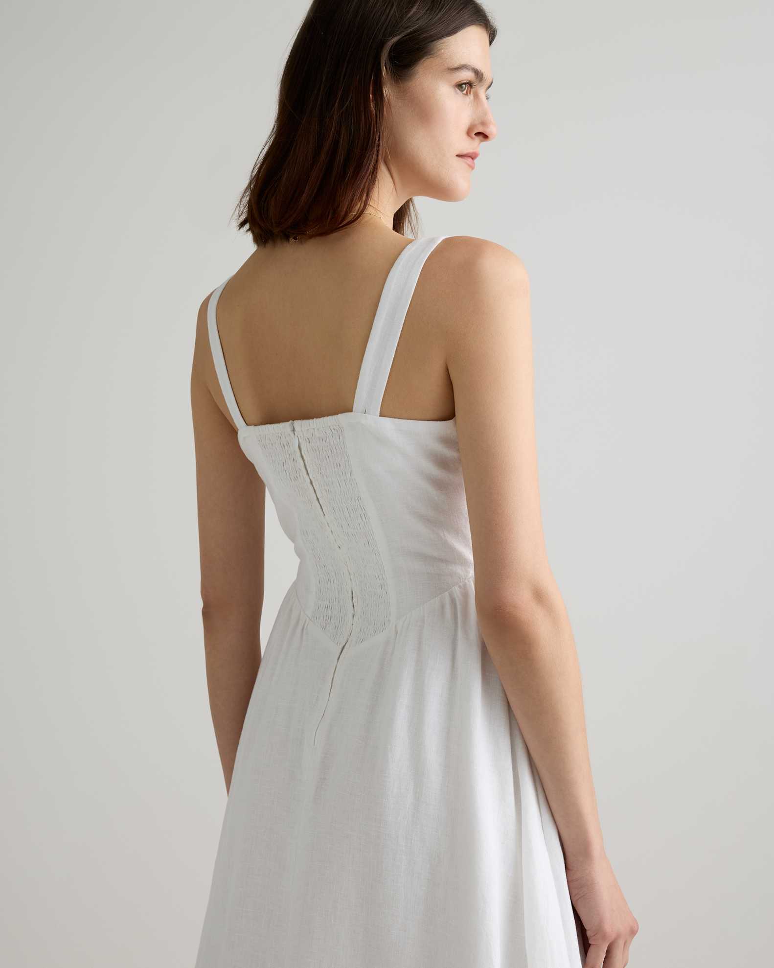 100% European Linen Corset Midi Dress in White 100% European Linen Corset Midi Dress in White