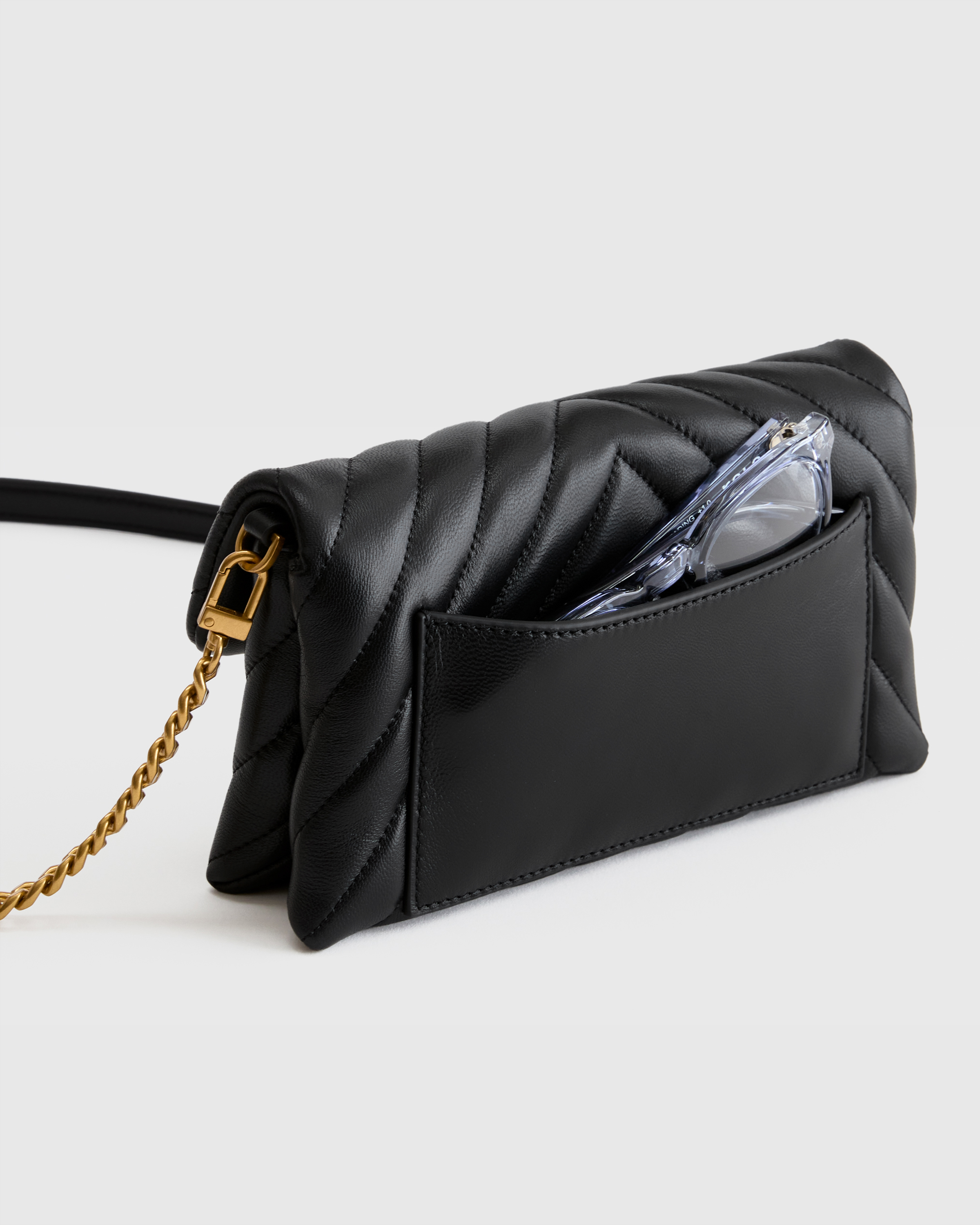 Italian Leather Quilted Wallet Crossbody