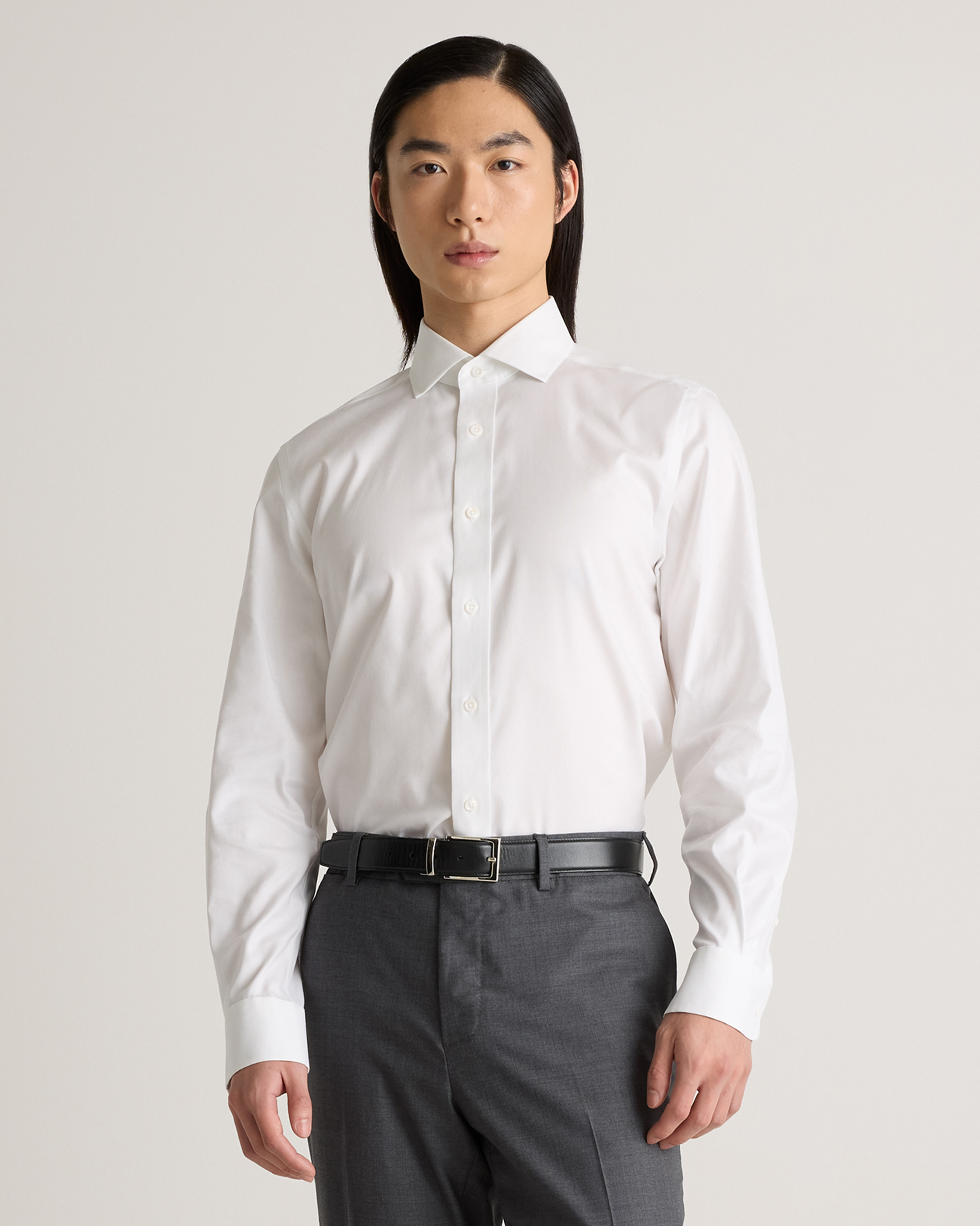 White Organic Cotton Oxford Non-Iron Dress Shirt