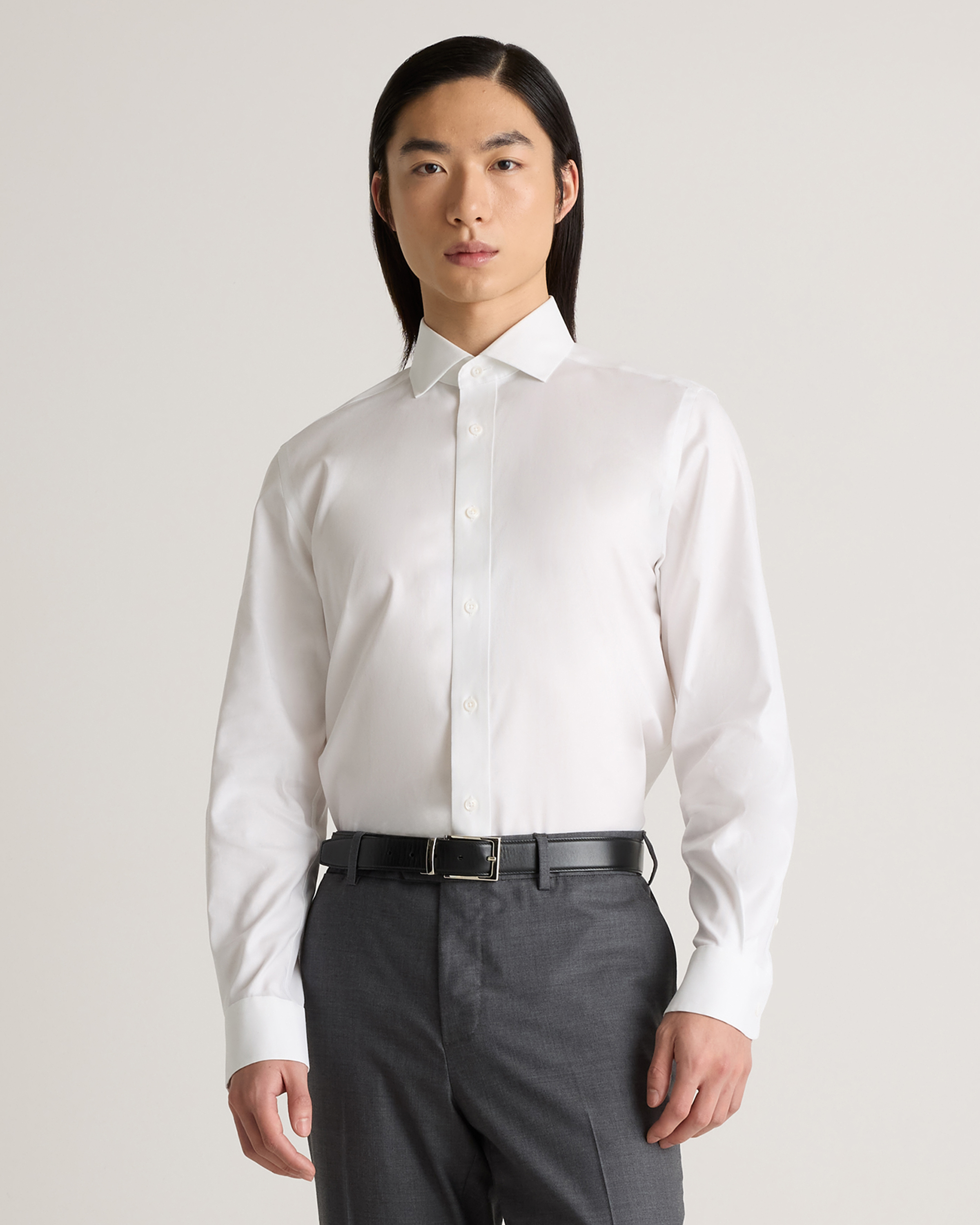 White Chemise Oxford habillée et infroissable en coton biologique