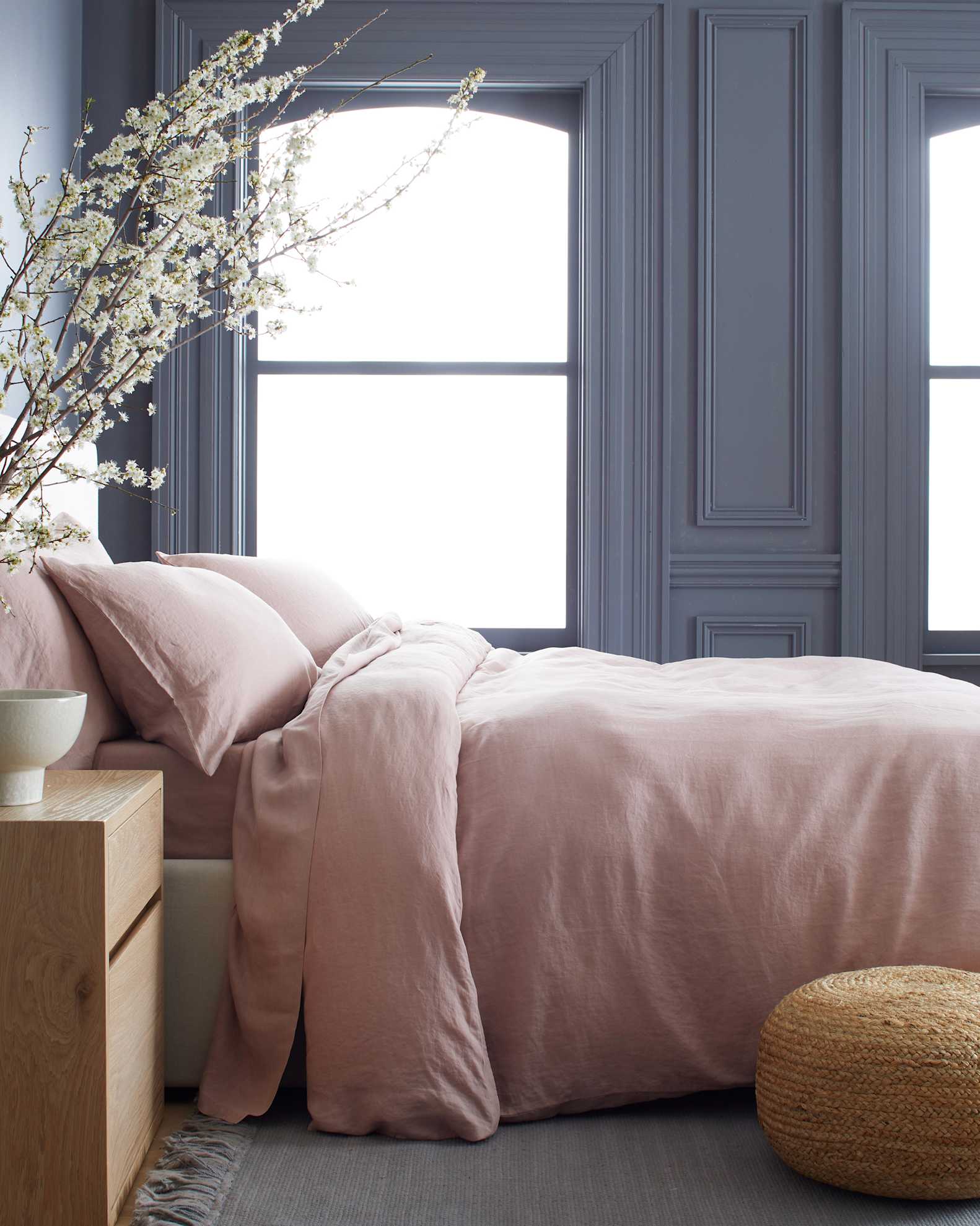 European Linen Duvet Cover in Dusty Mauve, Size Twin by Quince