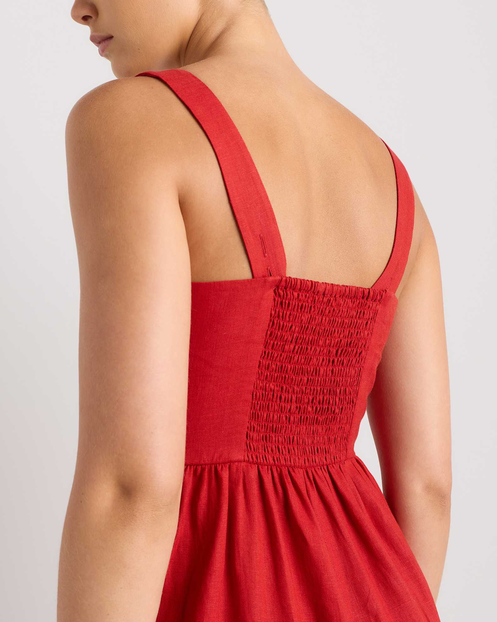 100% European Linen Fit & Flare Midi Dress in Chile 100% European Linen Fit & Flare Midi Dress in Chile