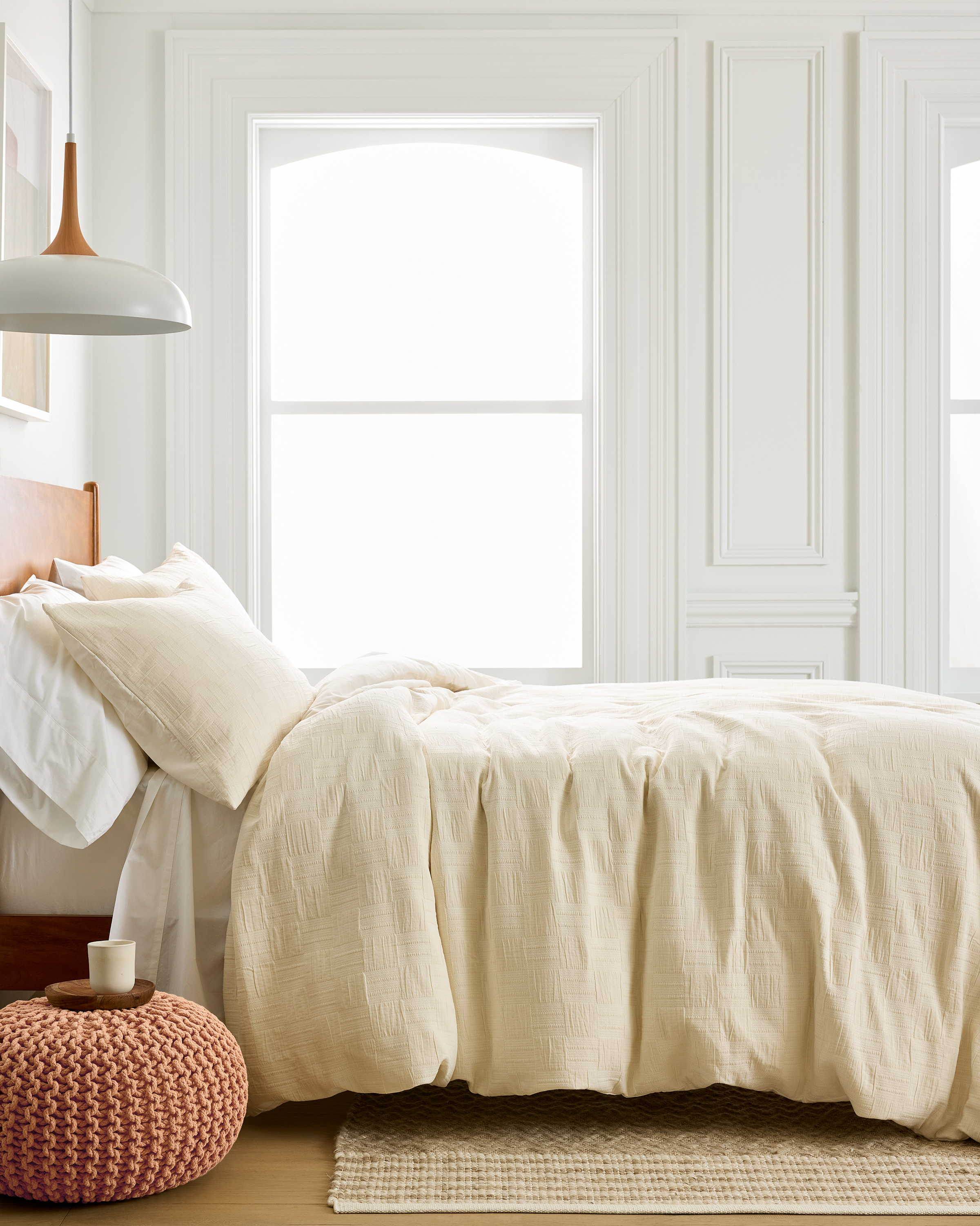 Undyed Checkered Matelasse Duvet Cover