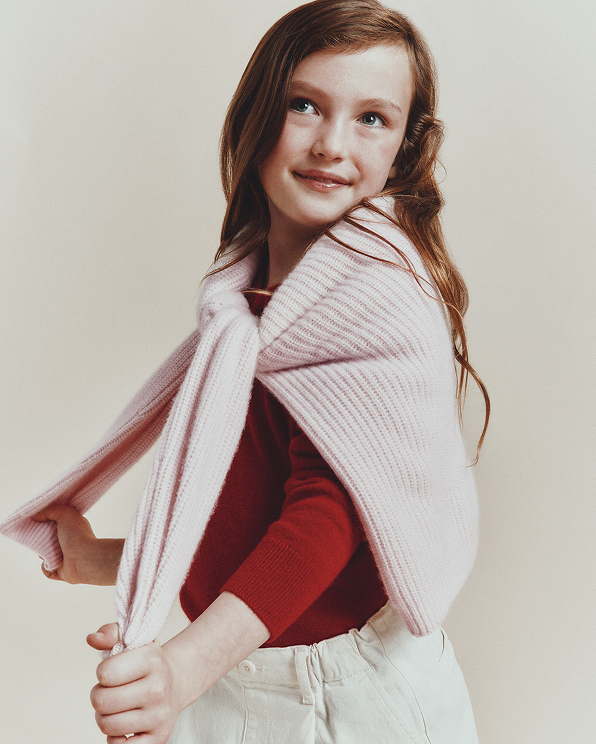 Minimal Pink Washable Cashmere Fisherman Tunic Sweater