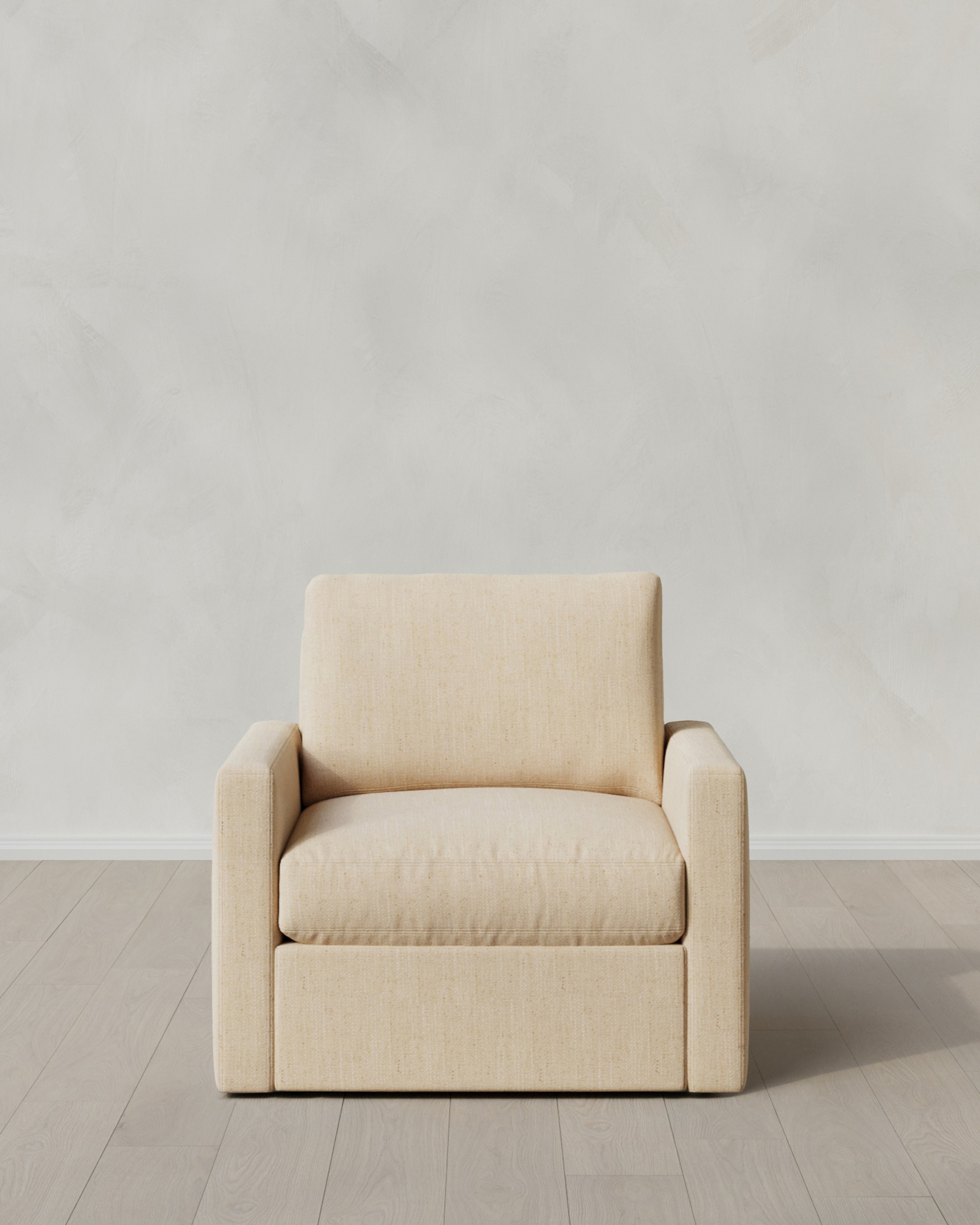 Eggshell Brennan Swivel Chair in Performance Chenille Linen Blend