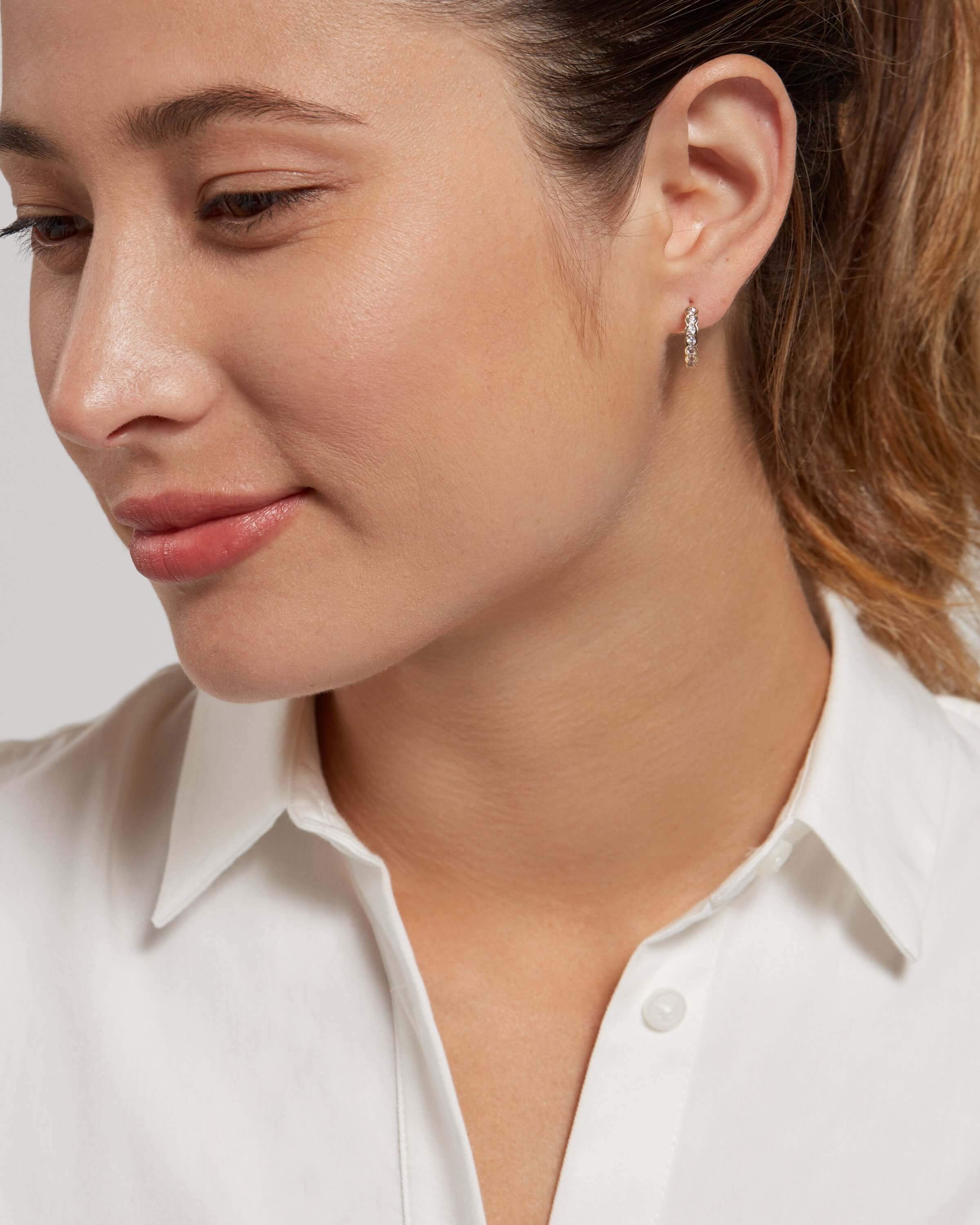 White Sapphire Huggie Hoops