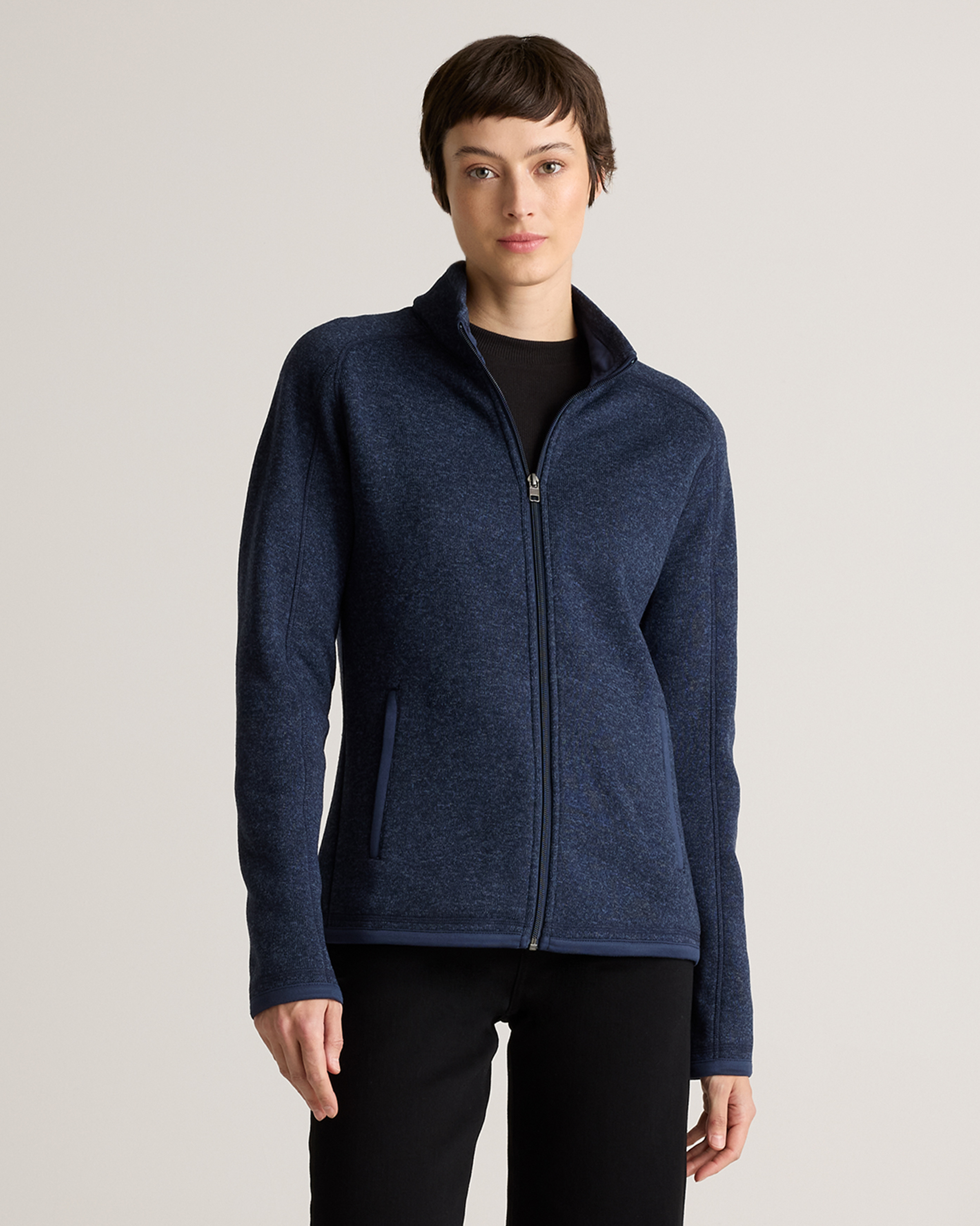 Quince Women's Sweater-knit Fleece Full-zip Jacket In Navy