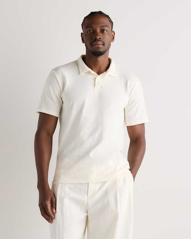 Linen White 100% Organic Cotton Slub Polo
