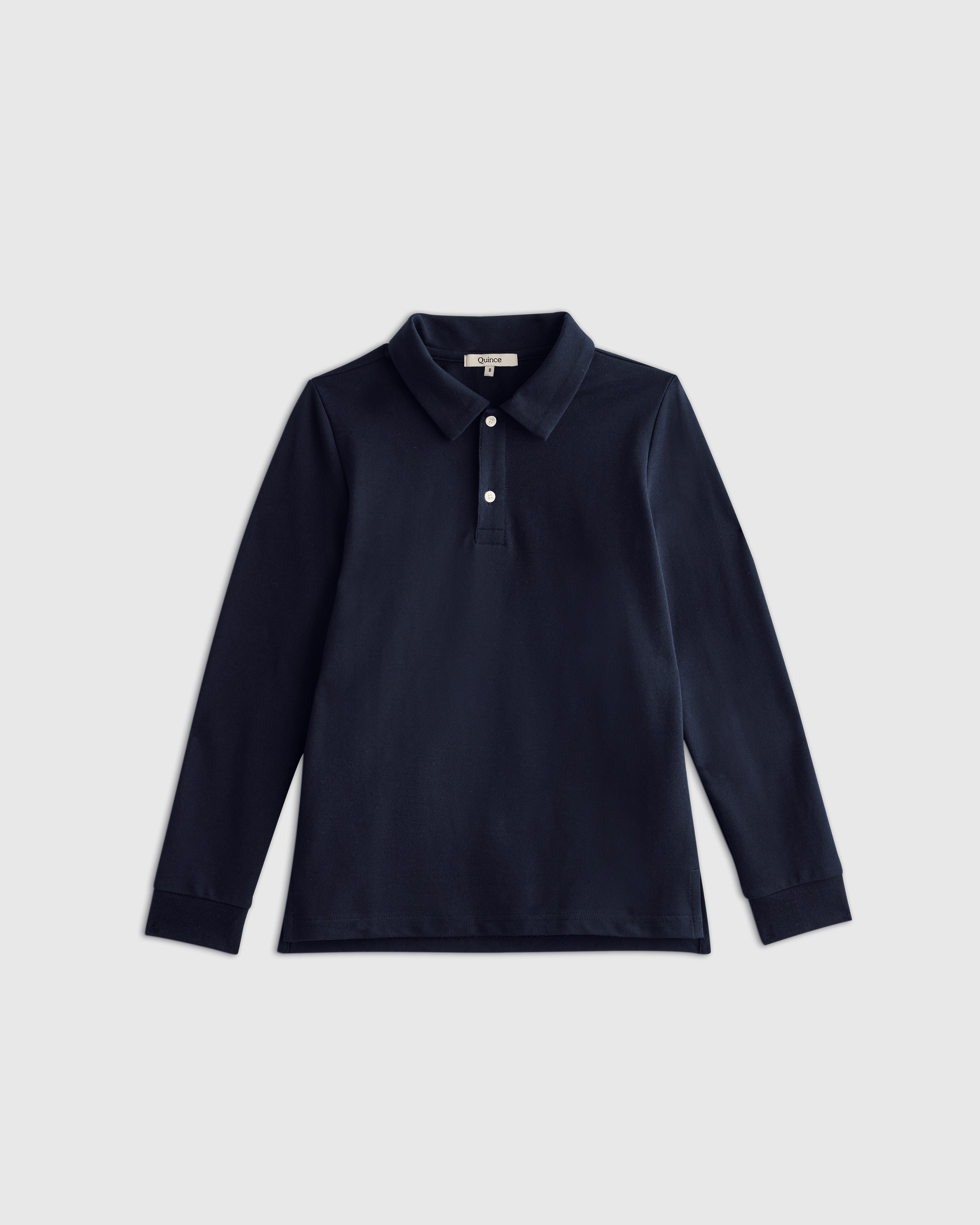 Navy Organic Cotton Long Sleeve Pique Polo 