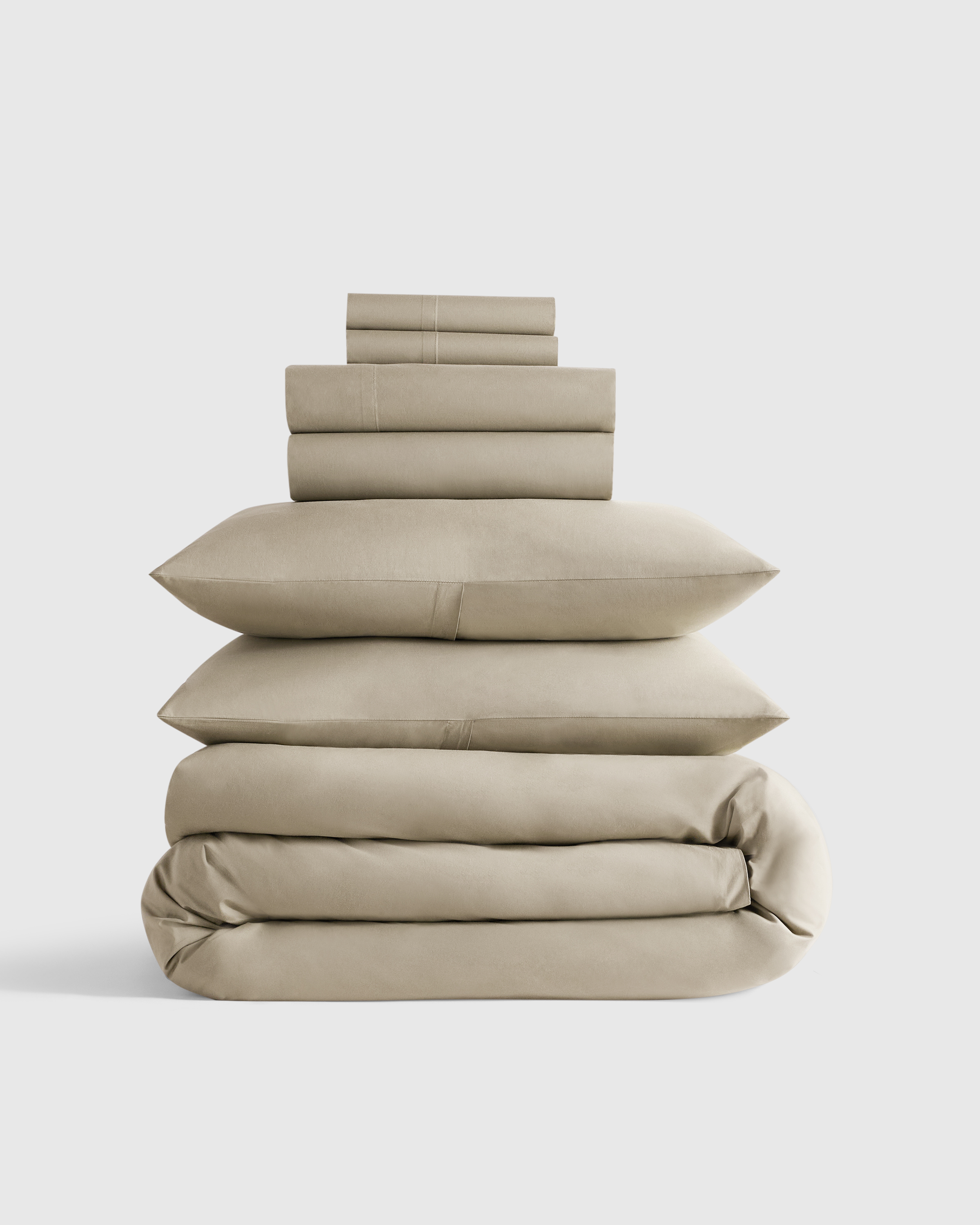 organic crisp percale deluxe bedding bundle, queen, toffee