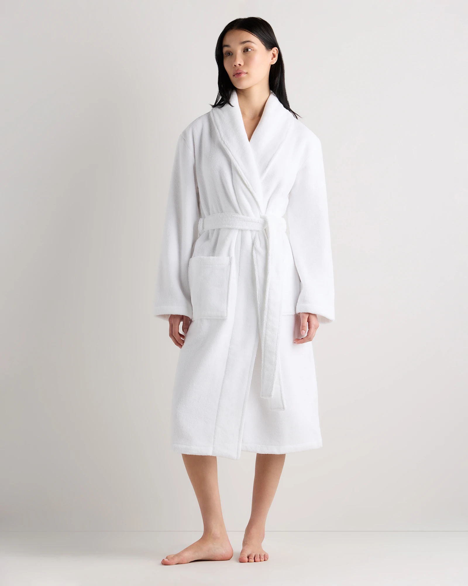 Turkish Cotton Terry Robe - White, S