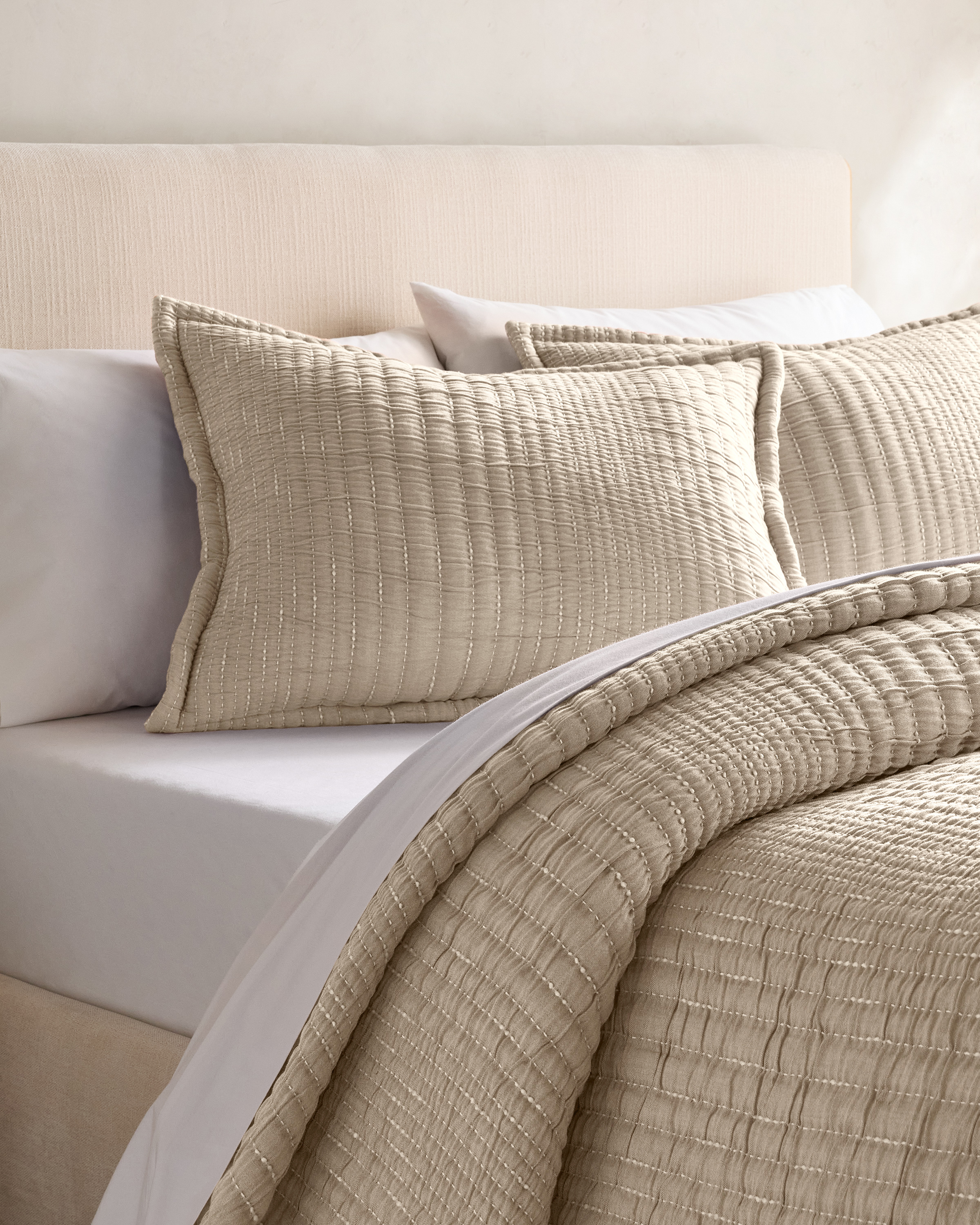 Sand Organic Cotton Channel Stitch Sham Set
