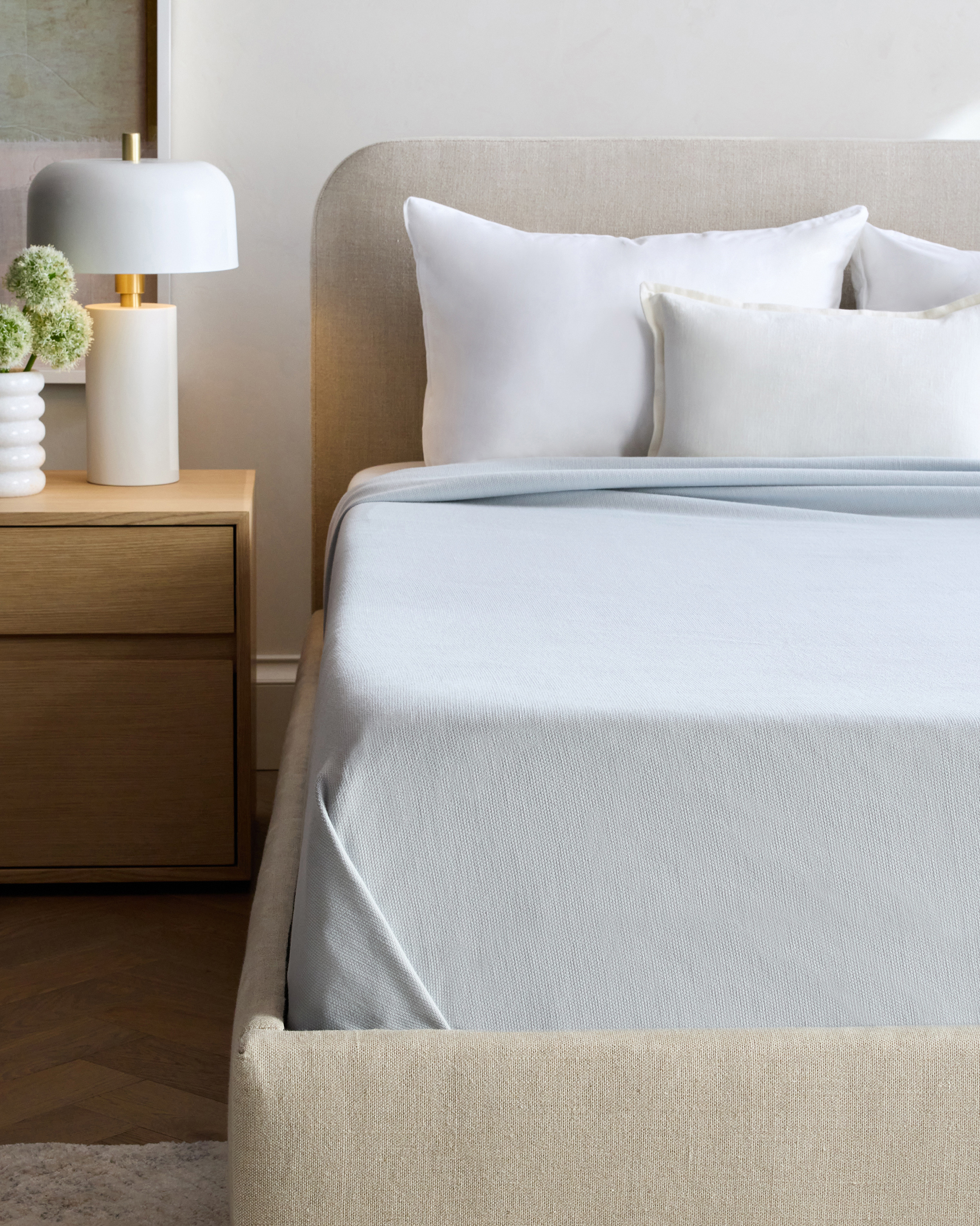 Light Blue Luxury Organic Cotton Bed Blanket