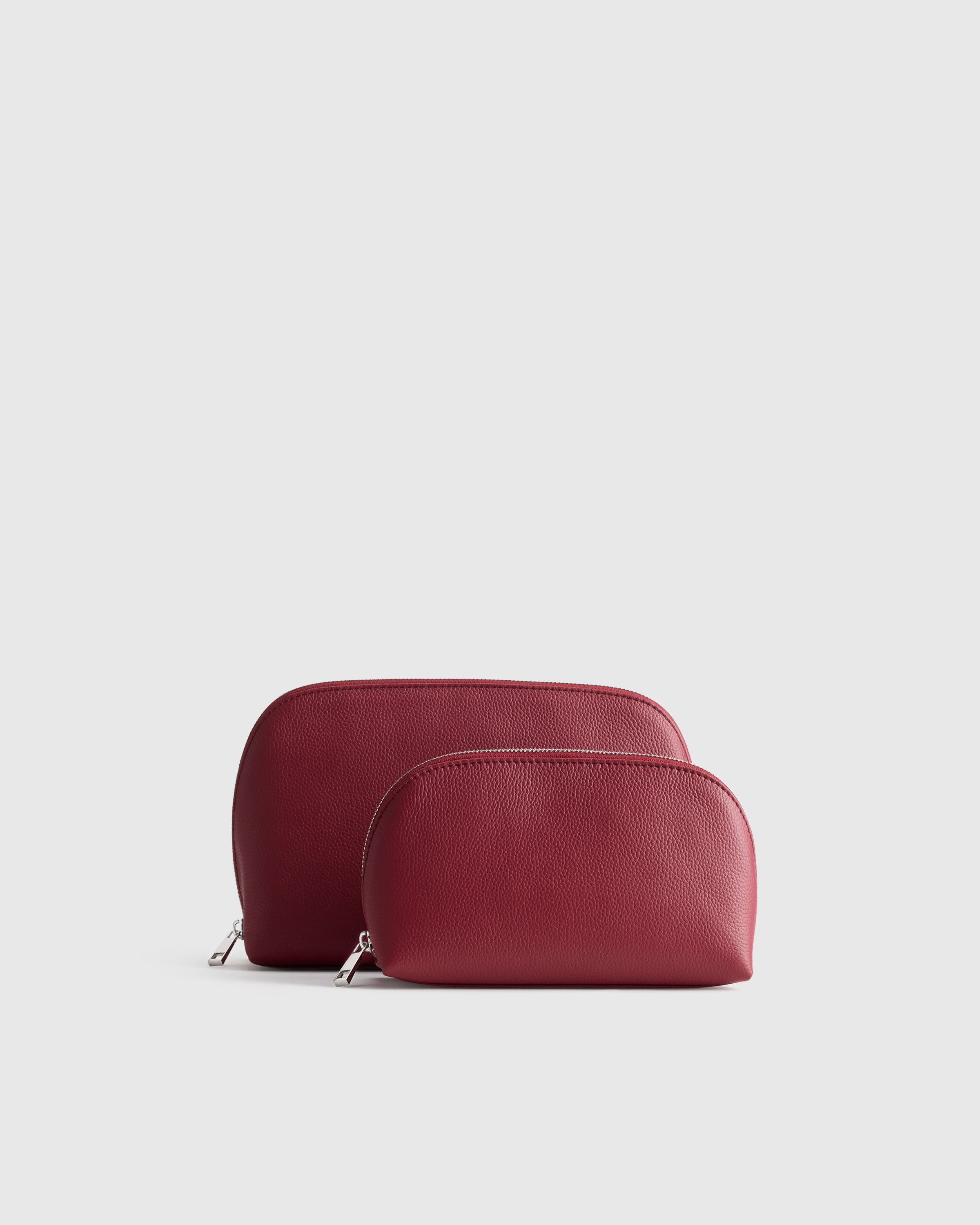 Garnet Red Italian Leather Pouch Travel Set