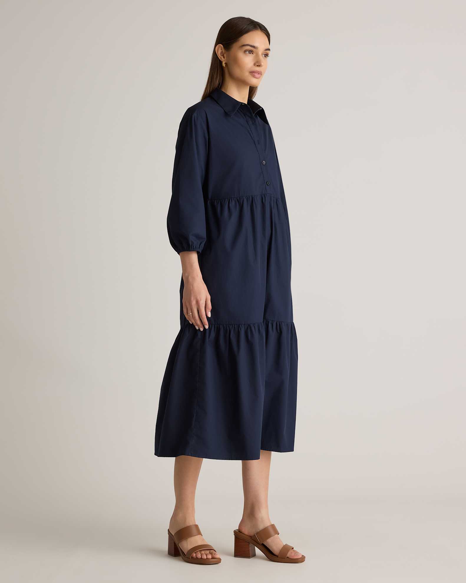 navy blue cotton dress for women Boden Women's Alexa Cotton Midi Shirt Dress in Blue