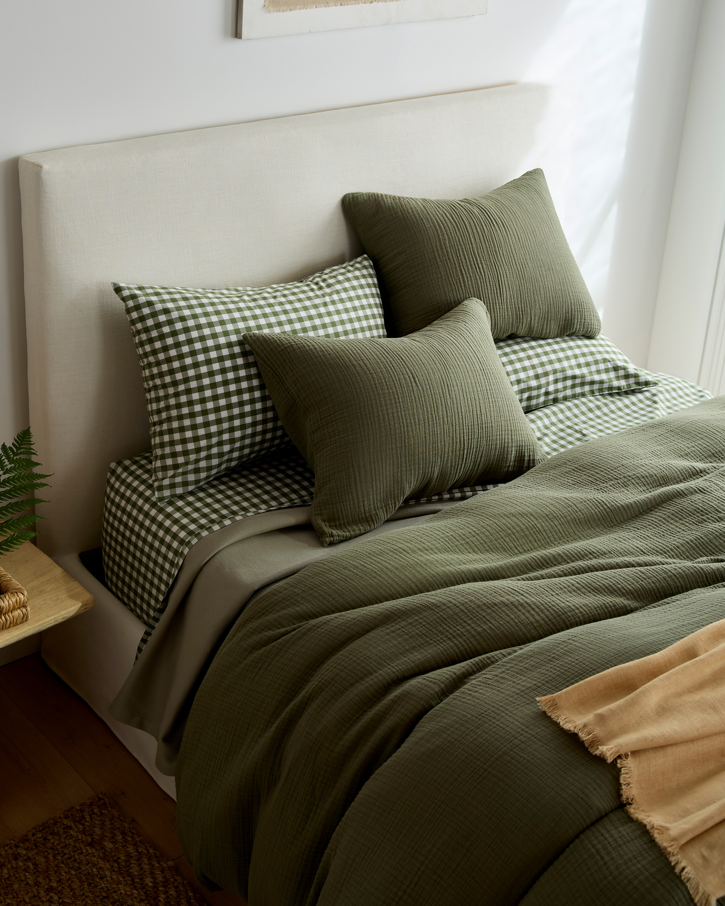 Organic Airy Gauze Duvet Cover Set - Olive, King/Cal King