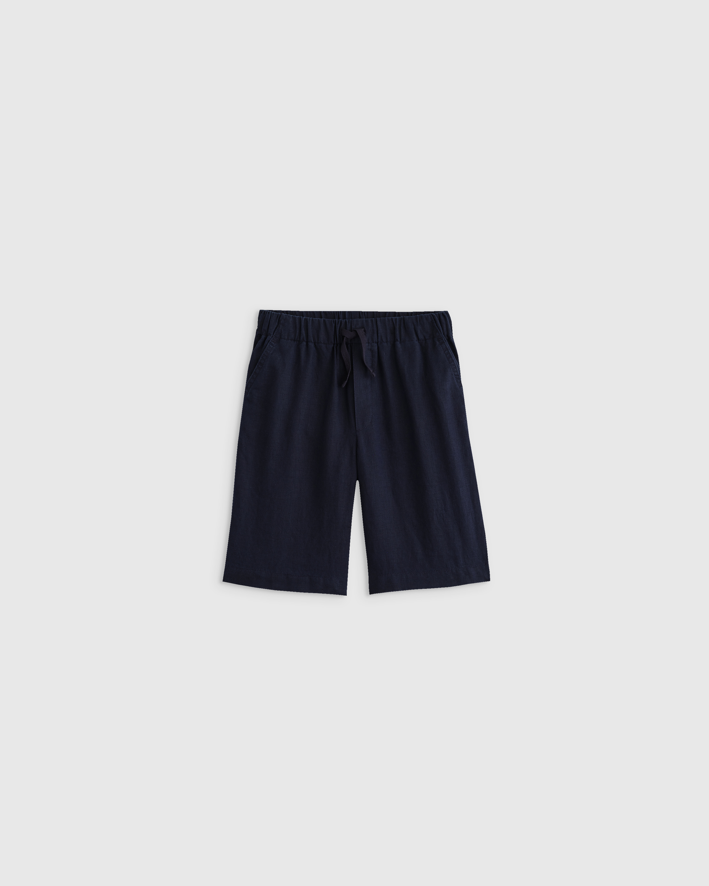 Deep Navy 100% European Linen Pull-On Shorts