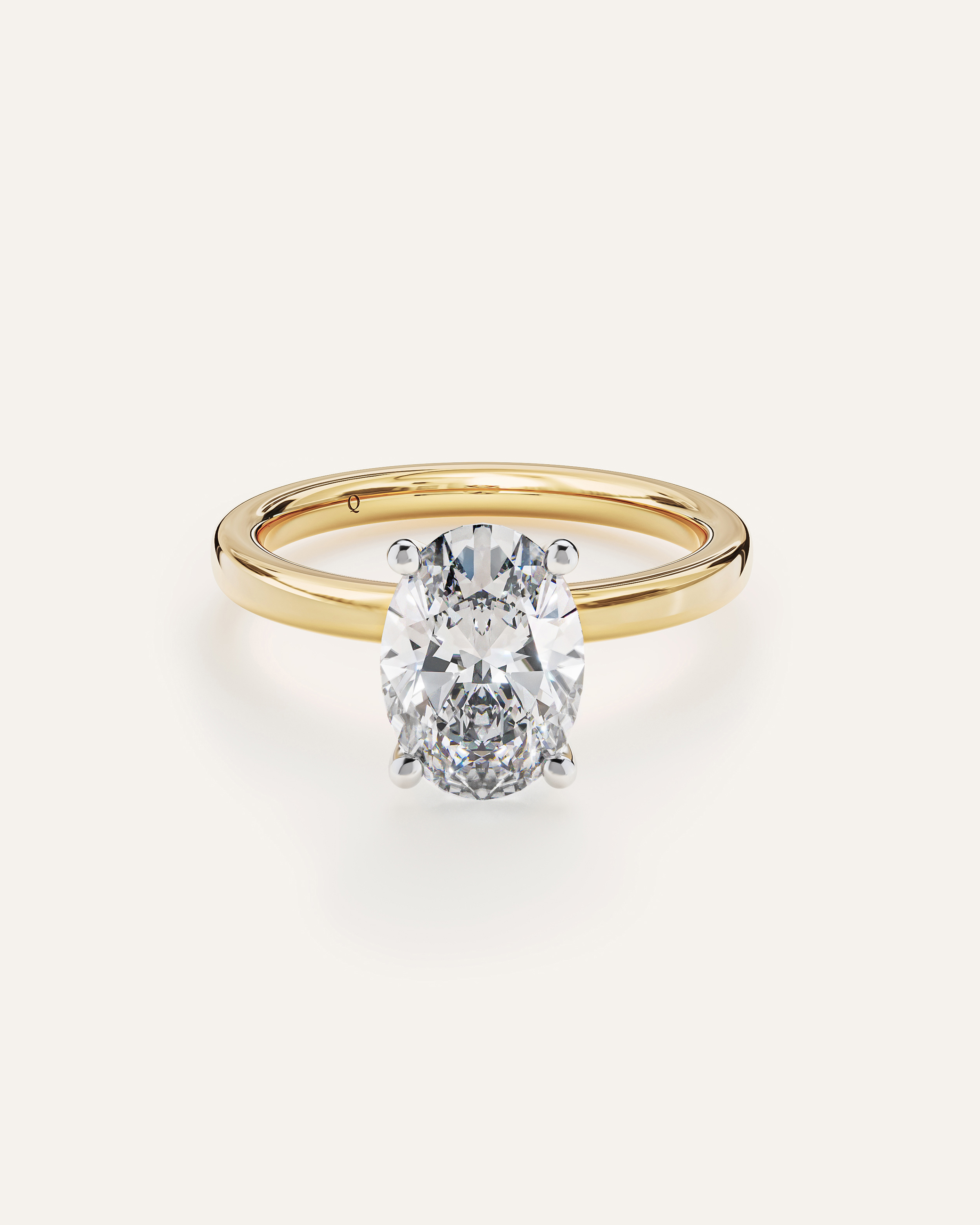 Yellow Gold Lab Grown Diamond Oval Comfort Fit Engagement Ring - 2ct