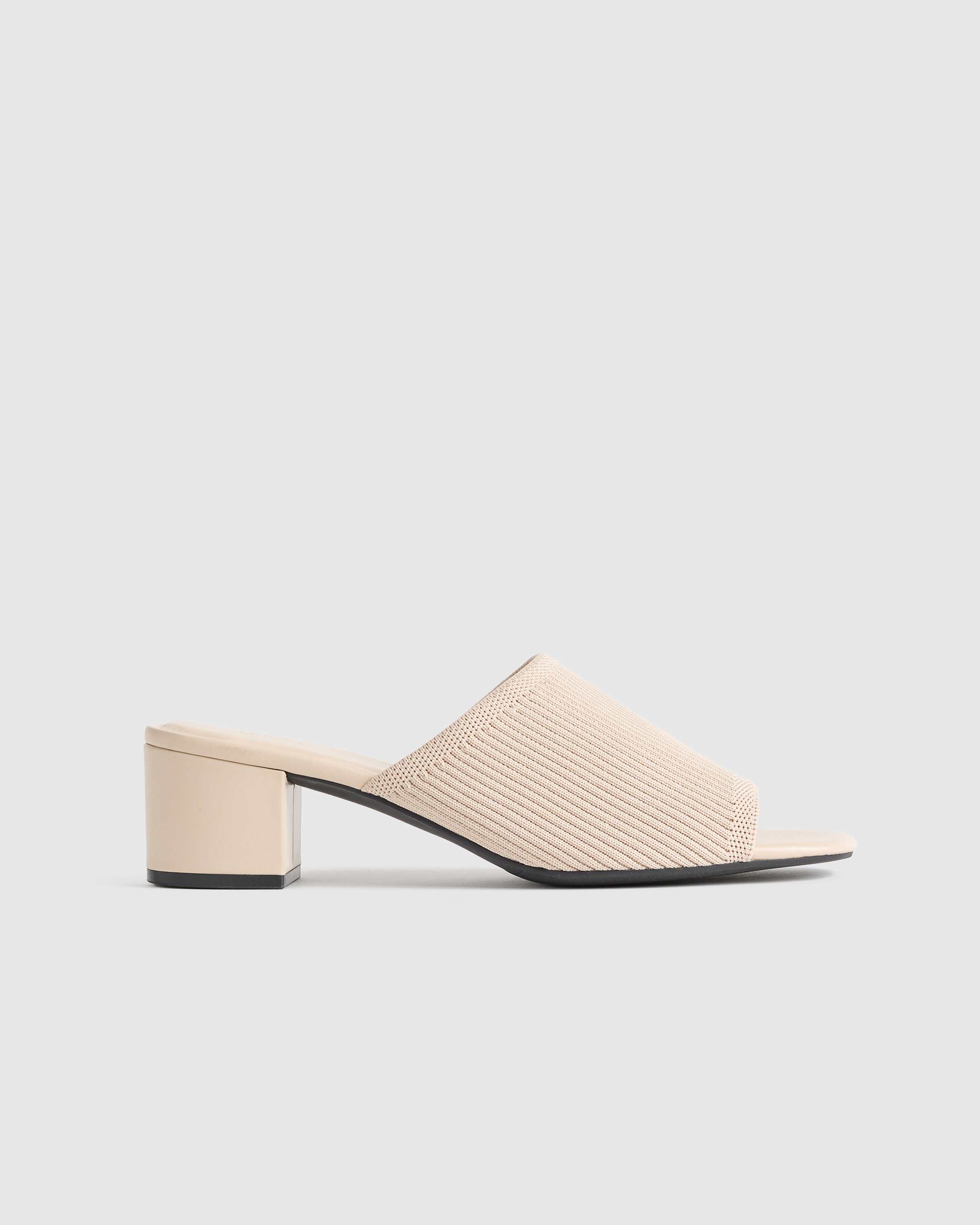 Quince Women's Italian Leather & Eco Knit Heeled Mule In Almond