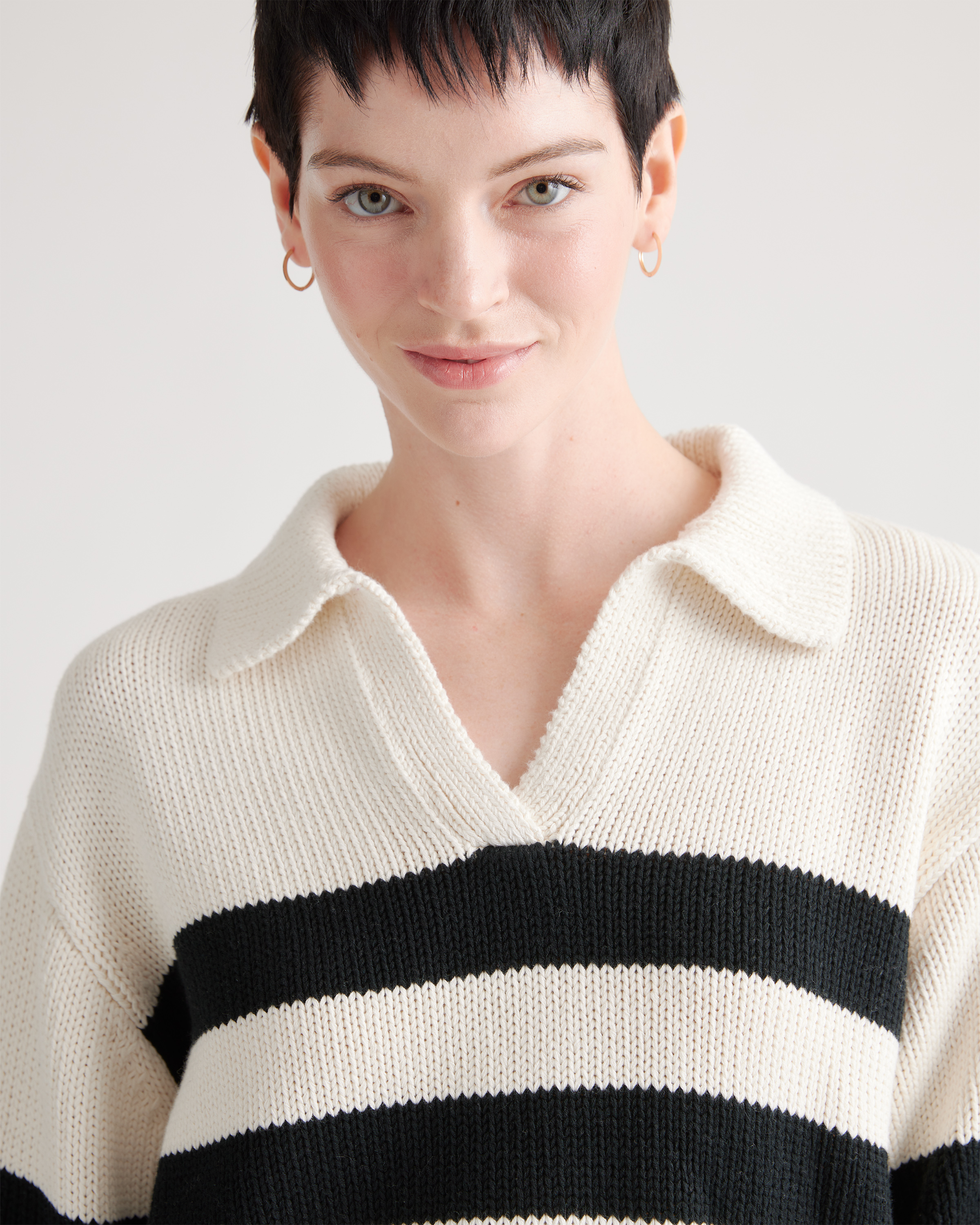 100% Organic Cropped Cotton Polo Sweater
