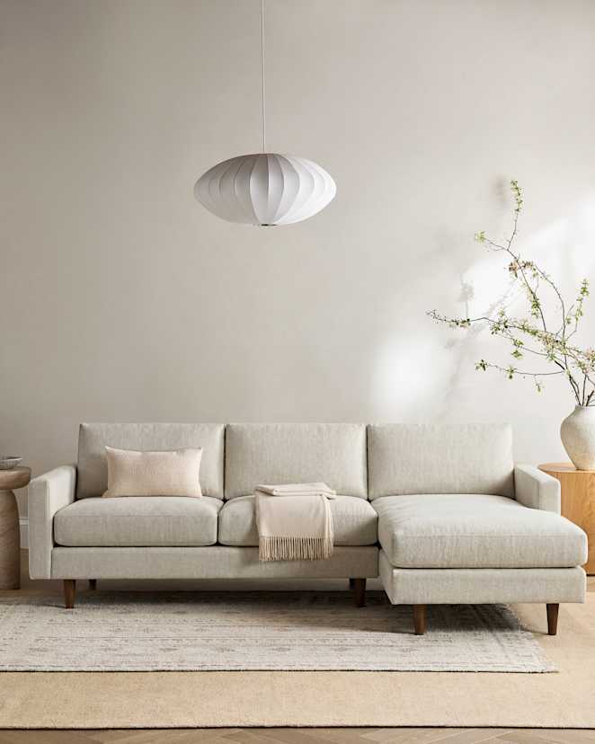 Atlas Midcentury Chaise Sectional in Performance Basketweave