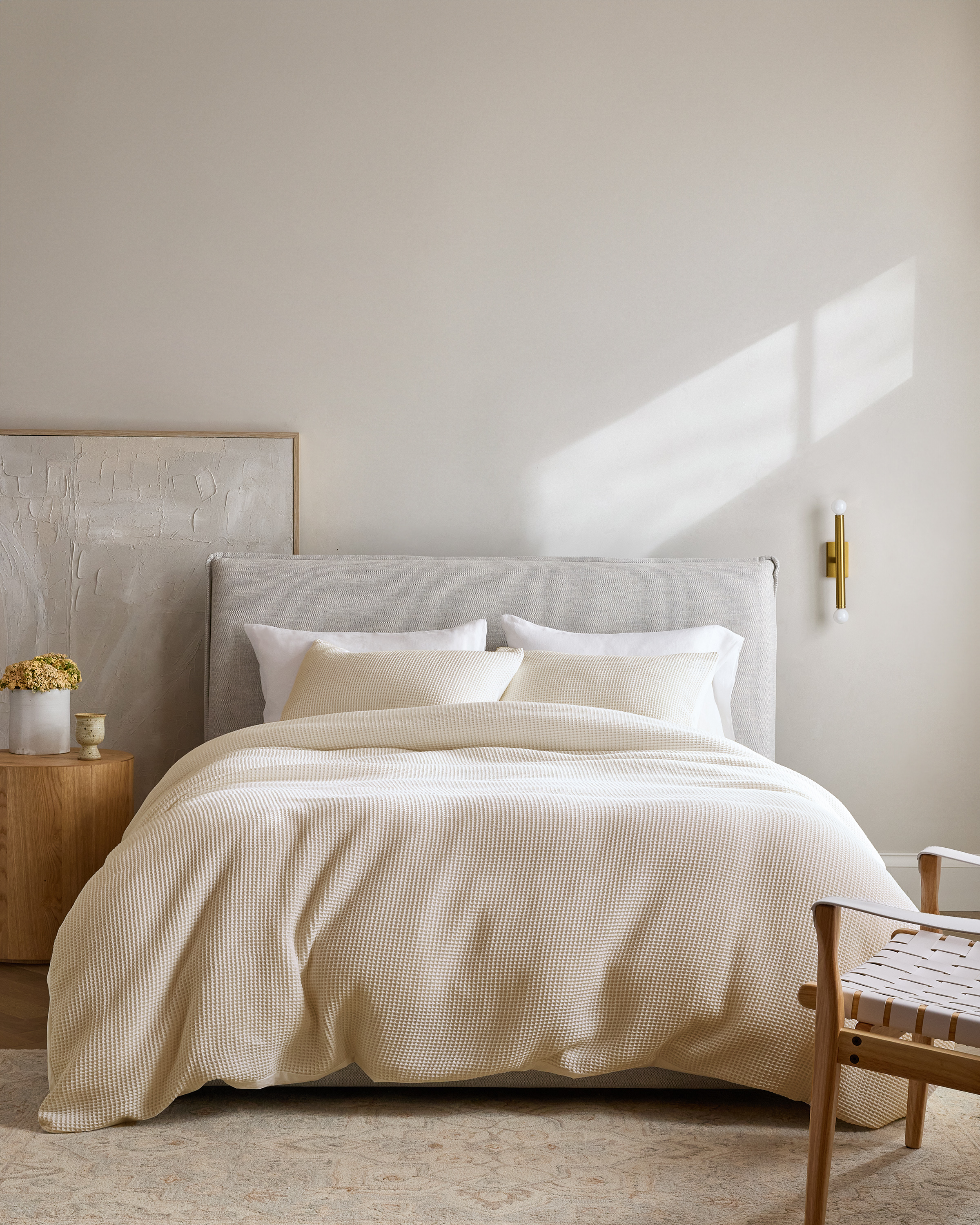 Undyed Organic Waffle Duvet Cover Set