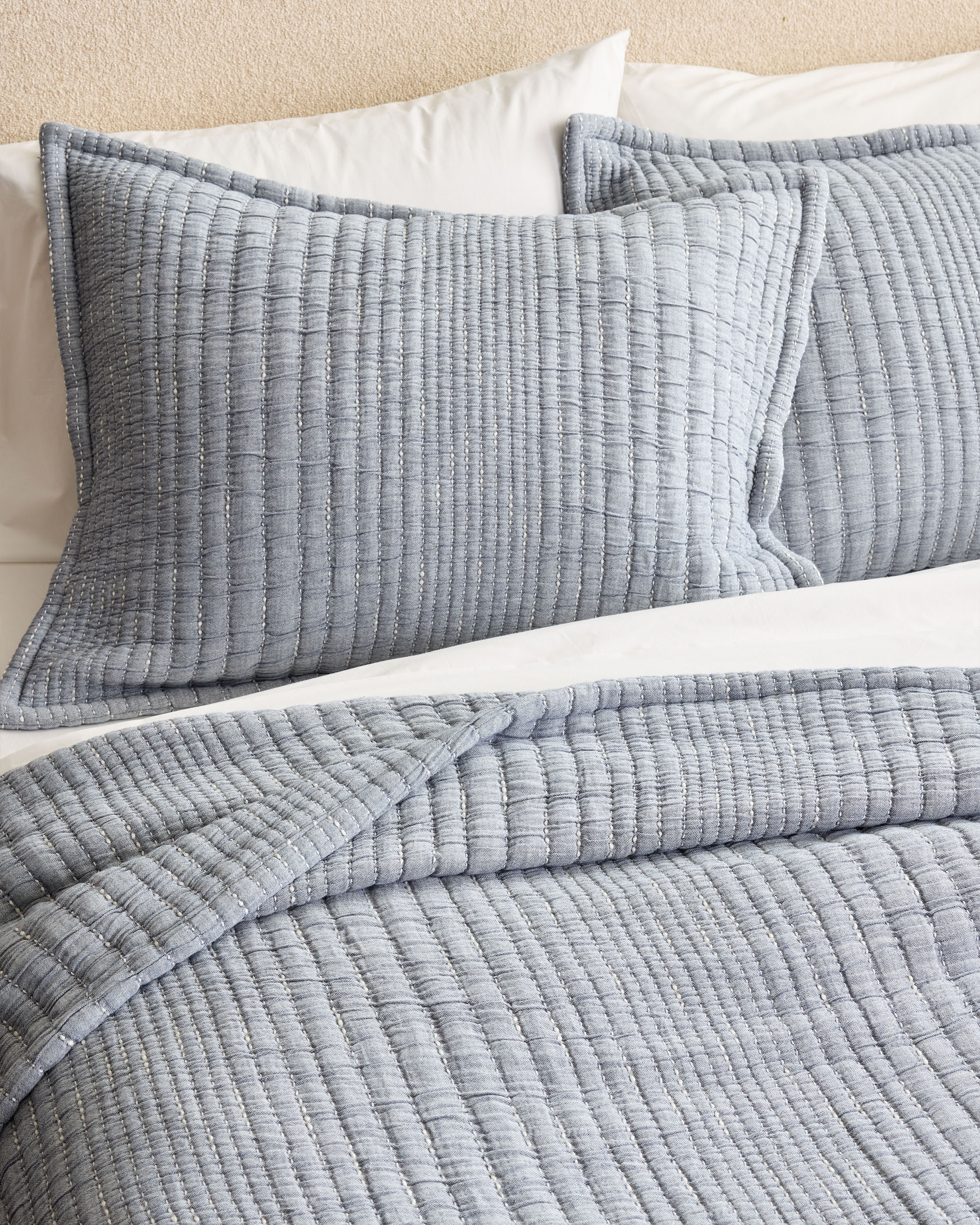 Organic Cotton Channel Stitch Coverlet Set - Thumbnail 3