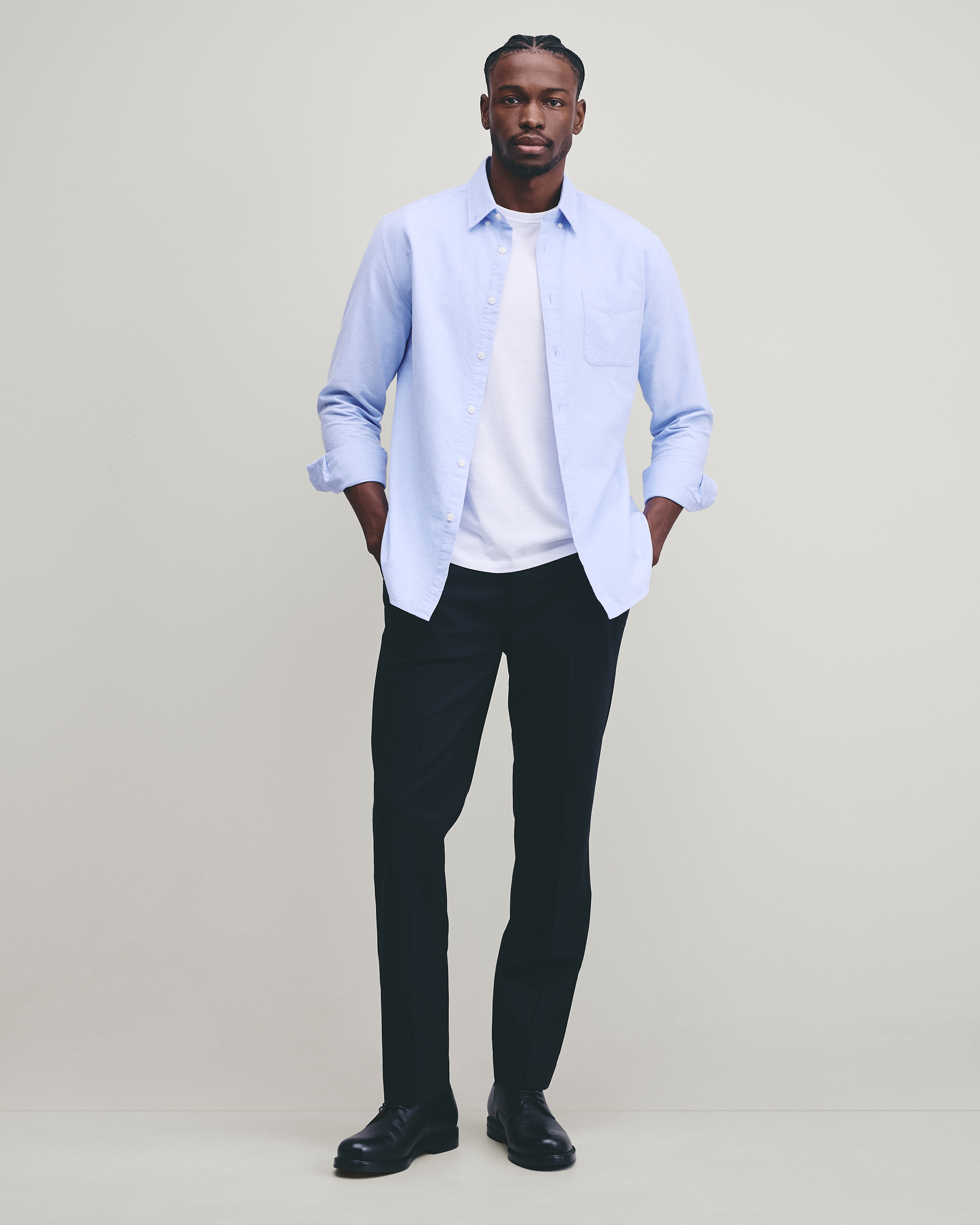 Black Stretch Wool Dress Pants - Straight