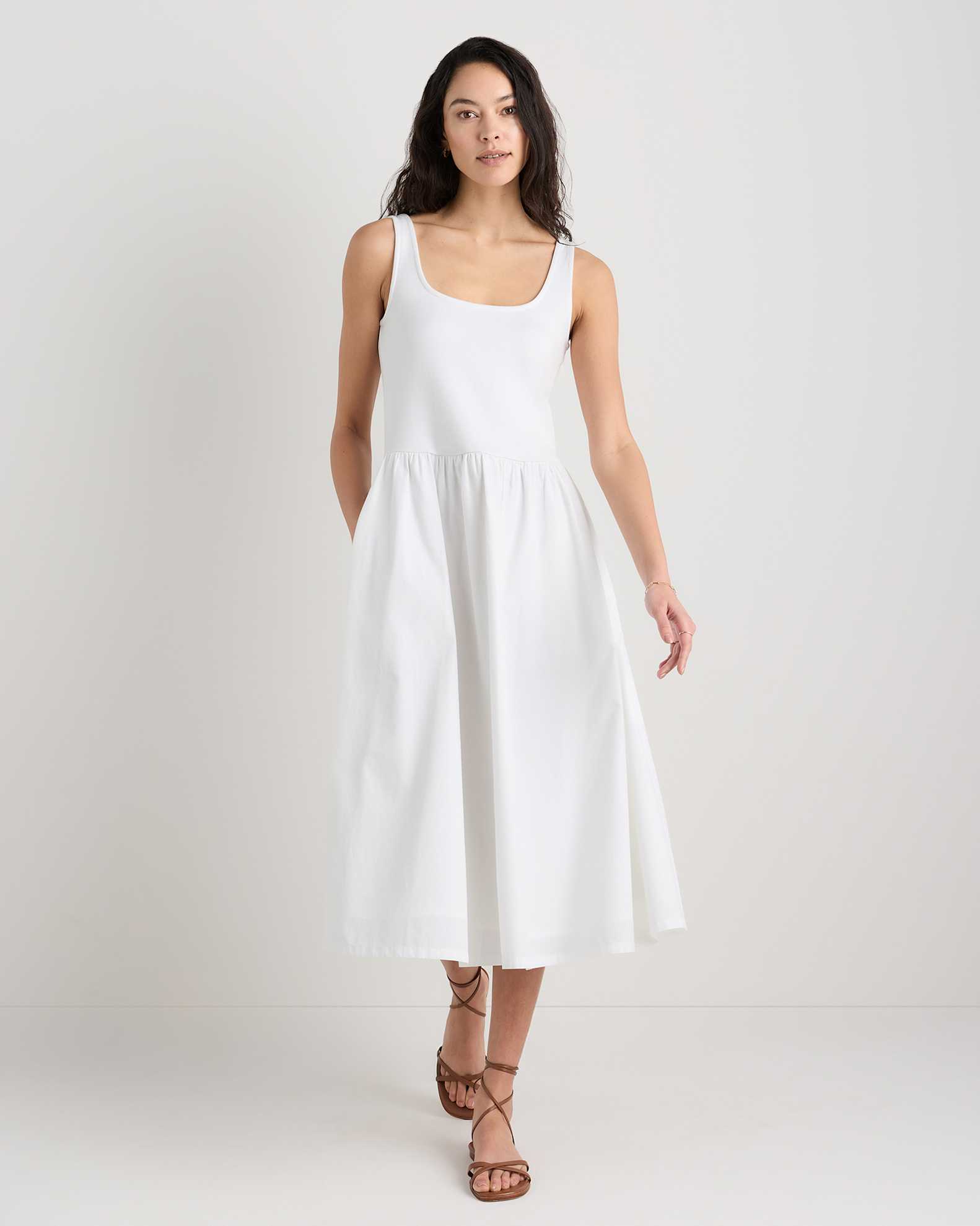 Cotton Mixed Media Tank Dress Cotton Mixed Media Tank Dress