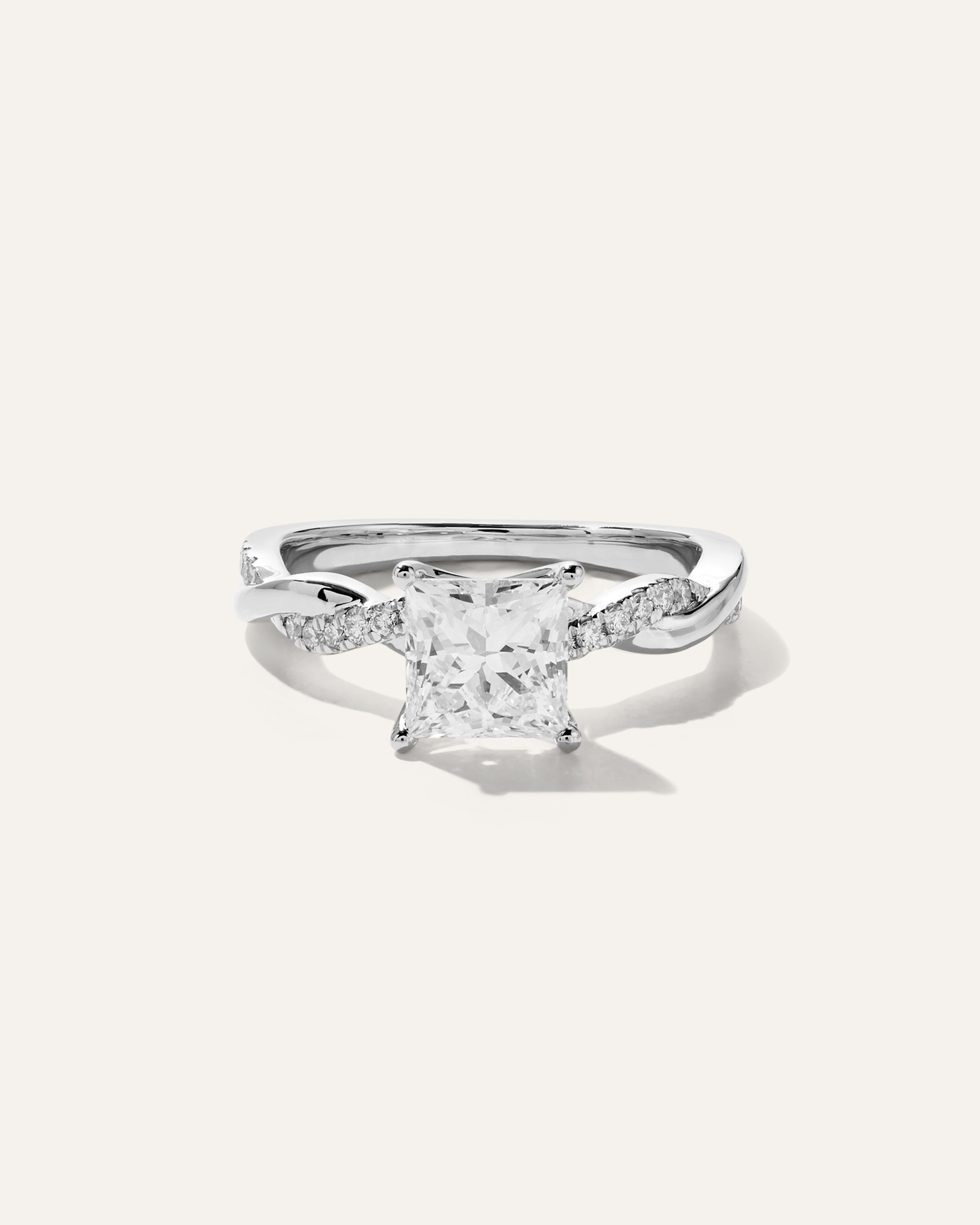 Platinum Lab Grown Diamond Princess Twisted Engagement Ring - 1.5ct