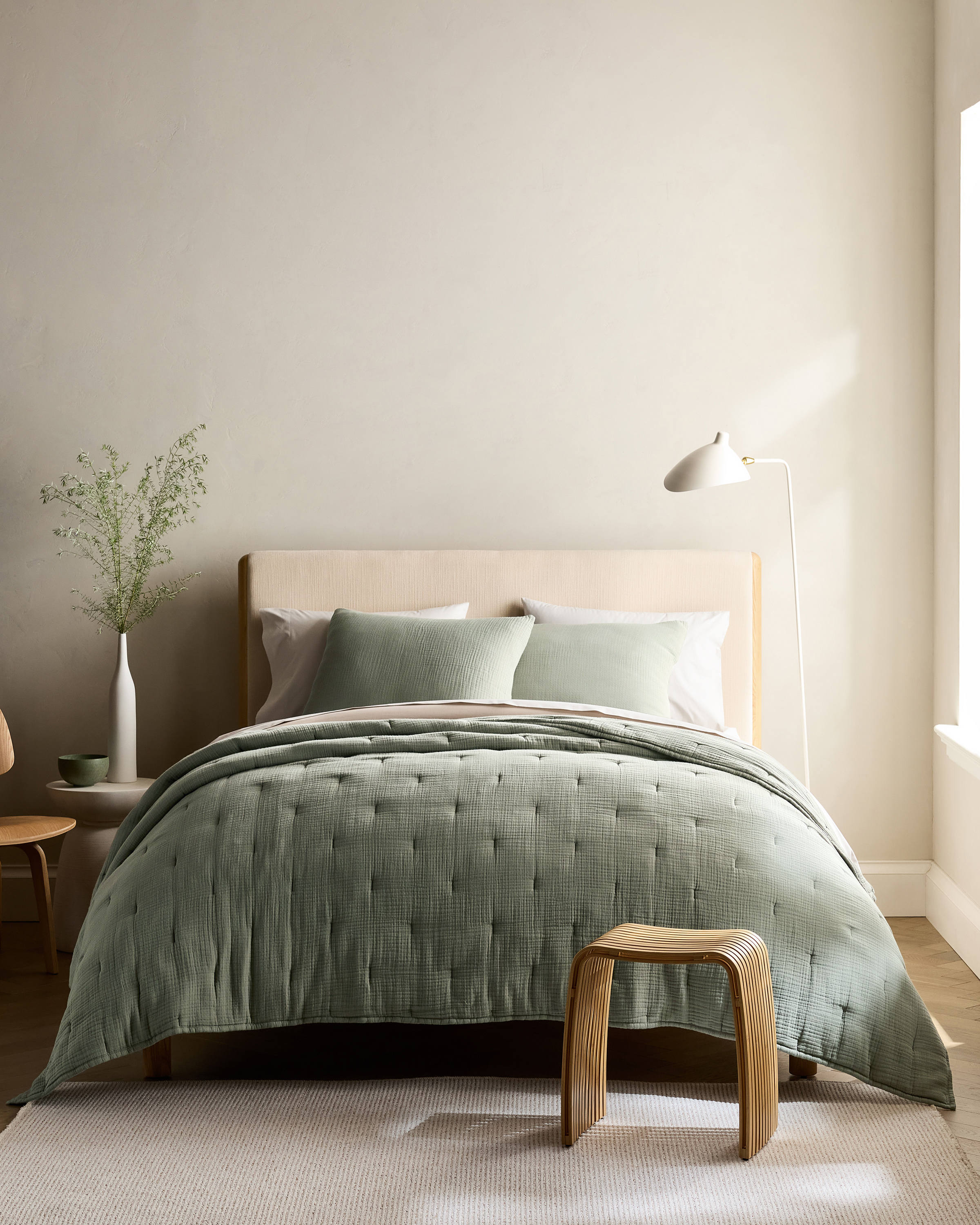 Dried Sage Organic Airy Gauze Dream Quilt Set