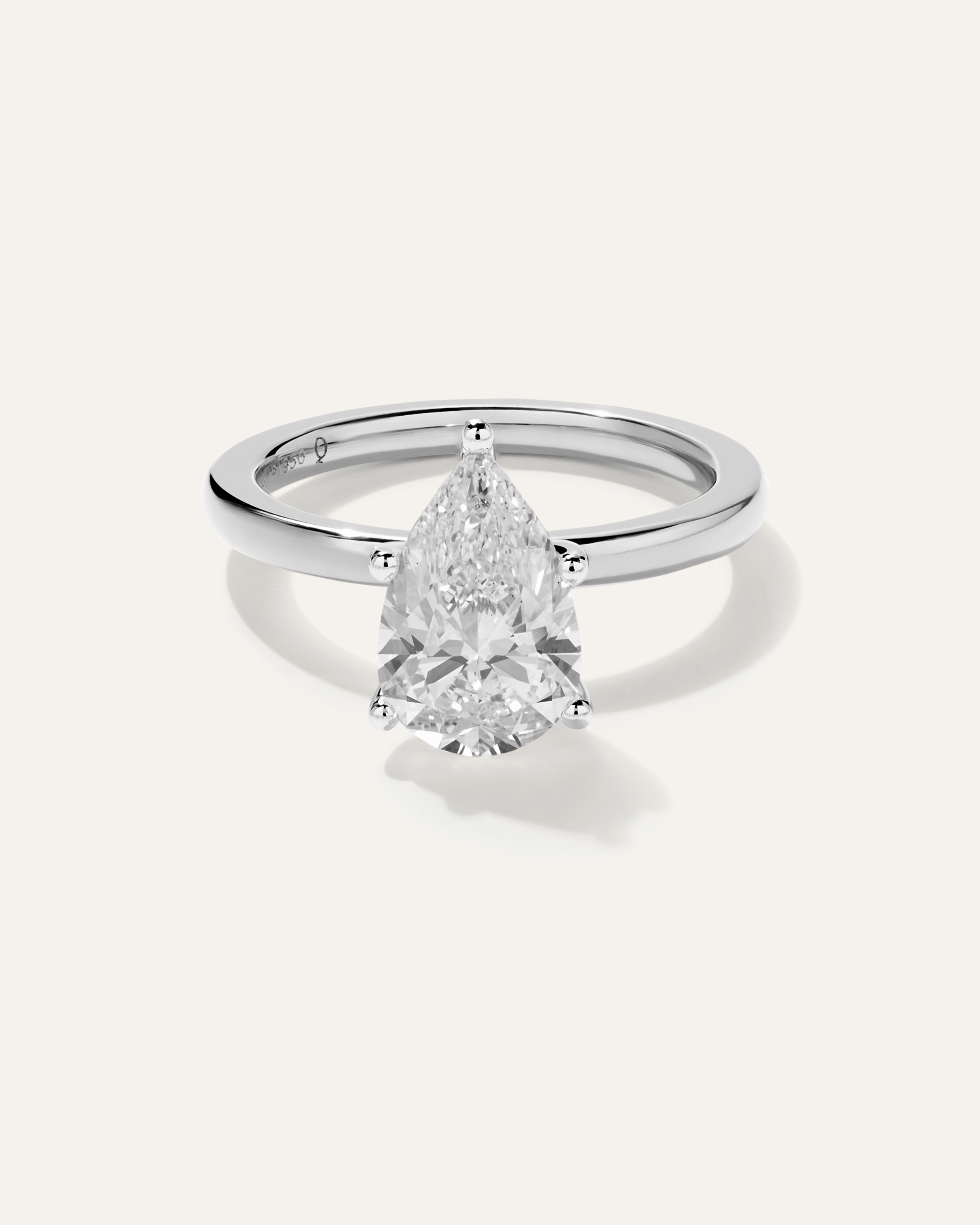 White Gold Lab Grown Diamond Pear Comfort Fit Engagement Ring - 2.5ct