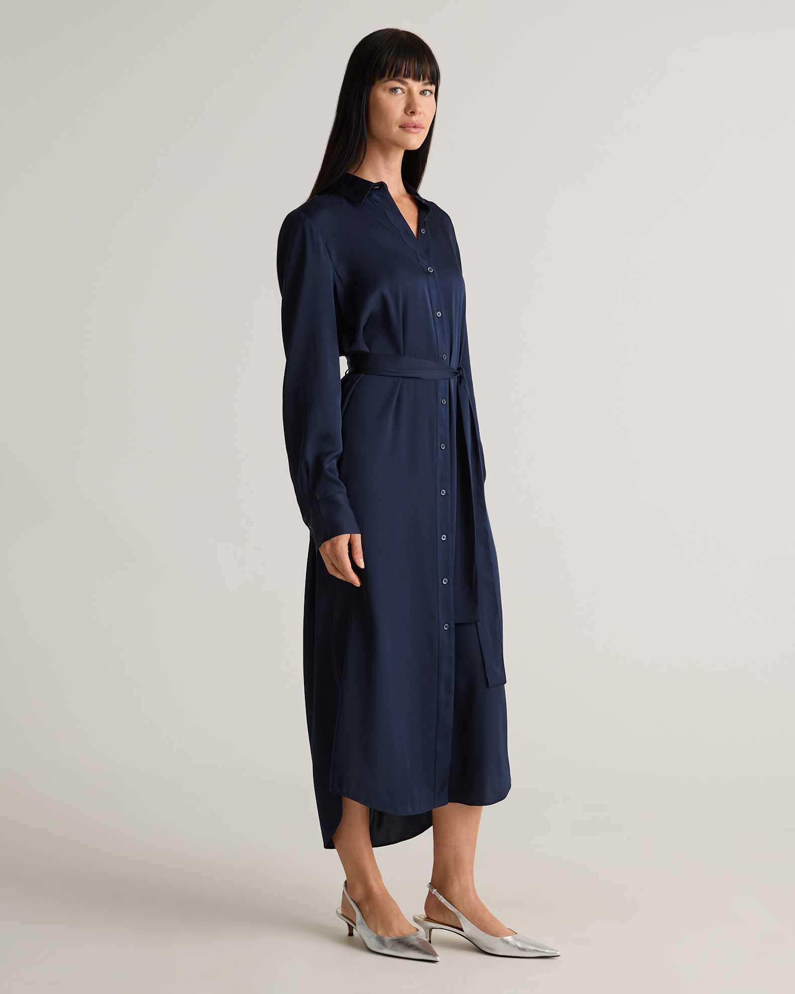 silk maxi shirt dress L'AGENCE Cameron Silk Shirt Dress In Regatta Blue/Ivory Large Paisley