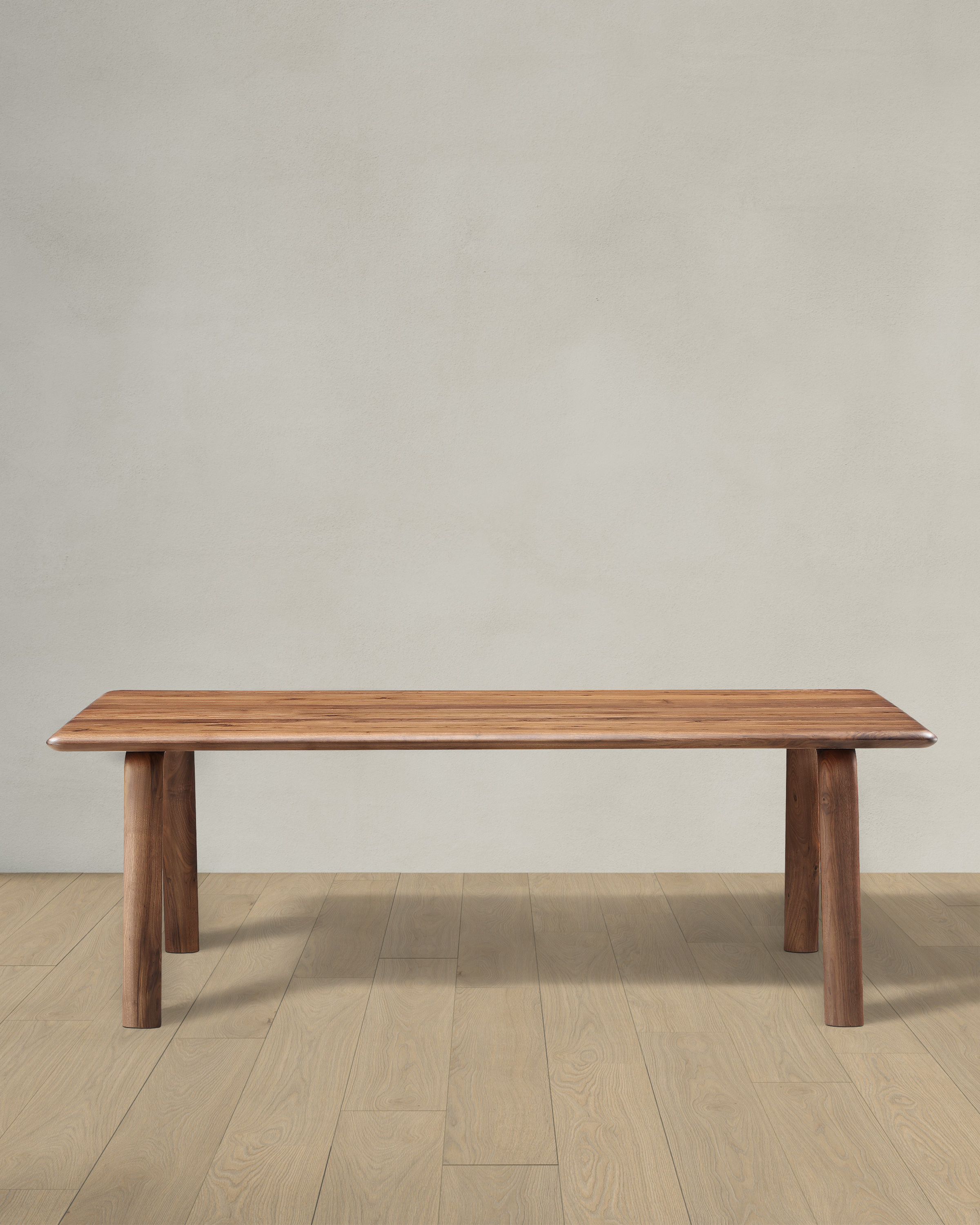 Brown Walnut Solid Wood Dining Table with Rounded Legs