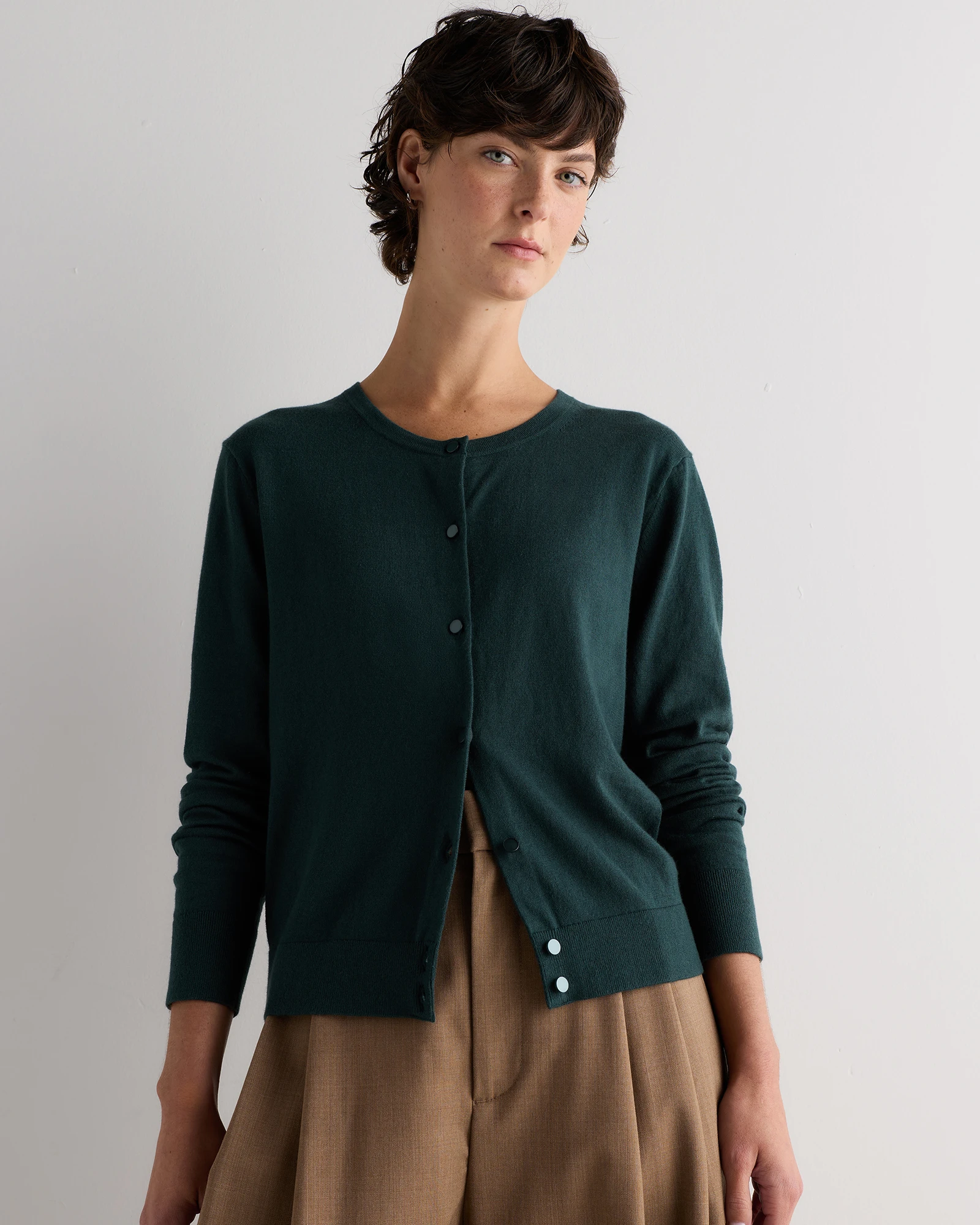 Women's Lightweight Cotton Cashmere Crew Cardigan