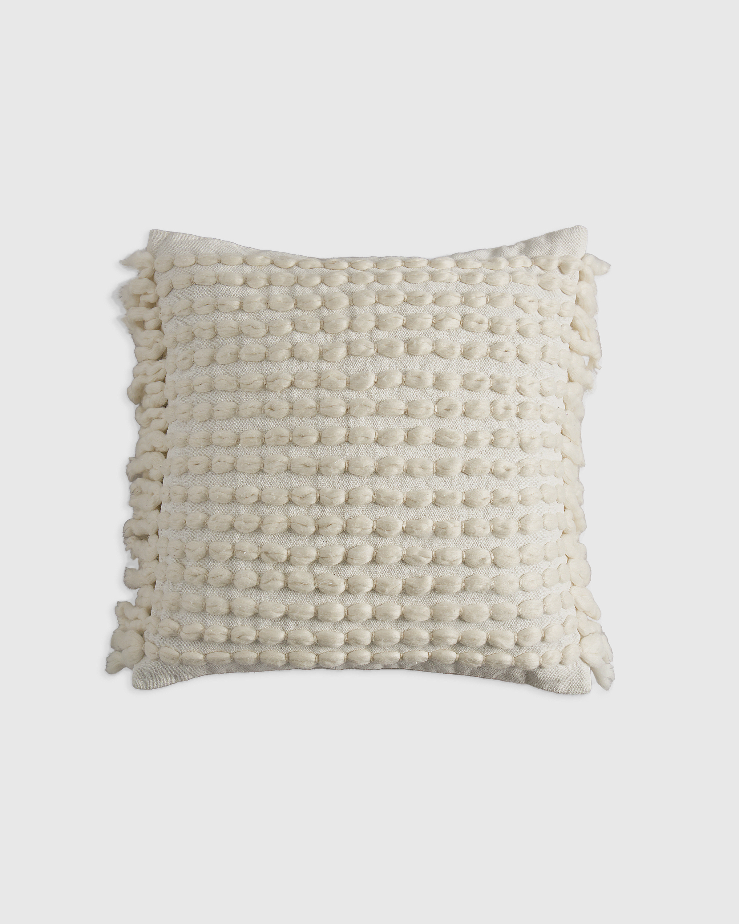 Ivory Dana Wool Fringe Pillow Cover