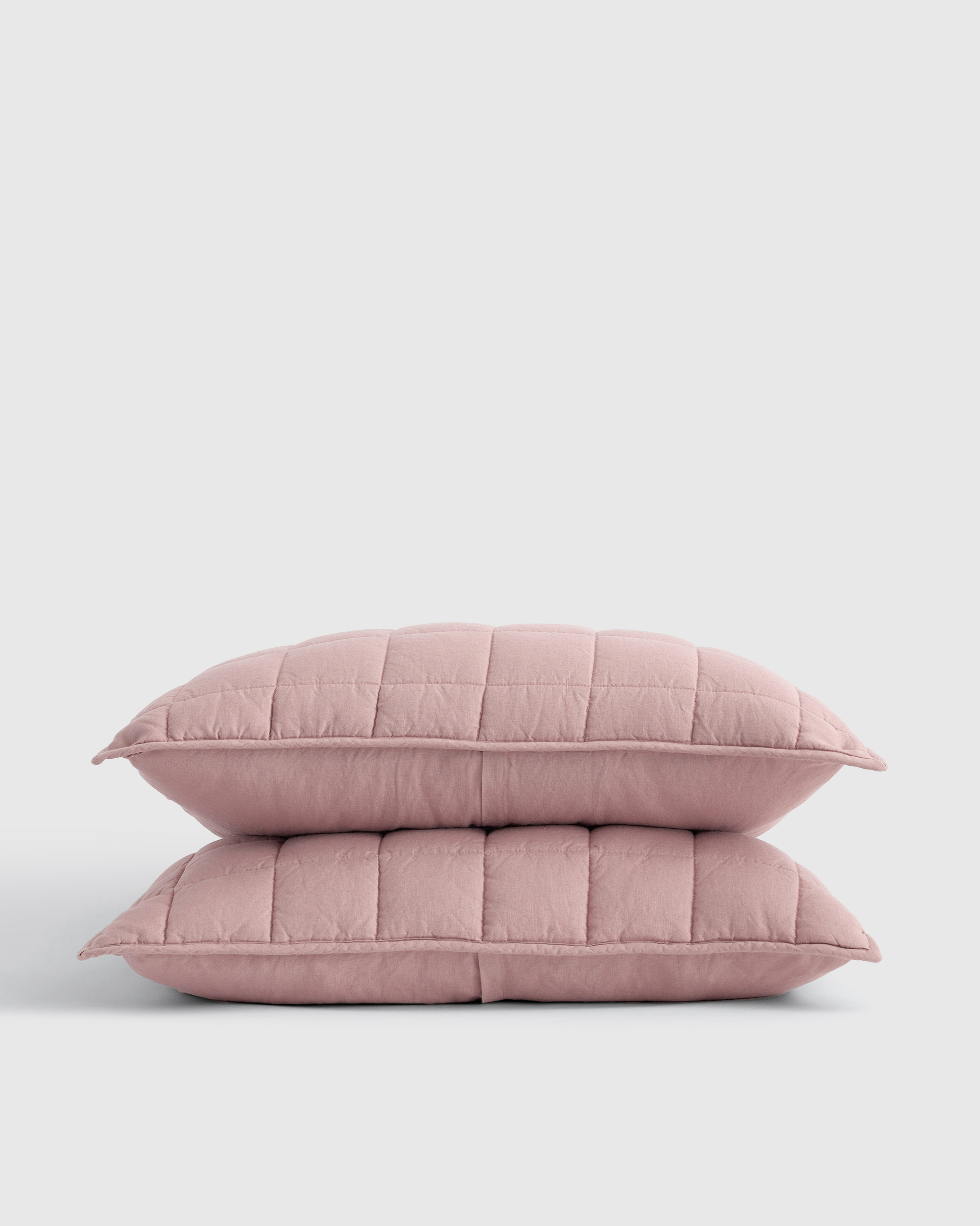 European Linen Box Quilted Sham Set, Standard, Dusty Mauve
