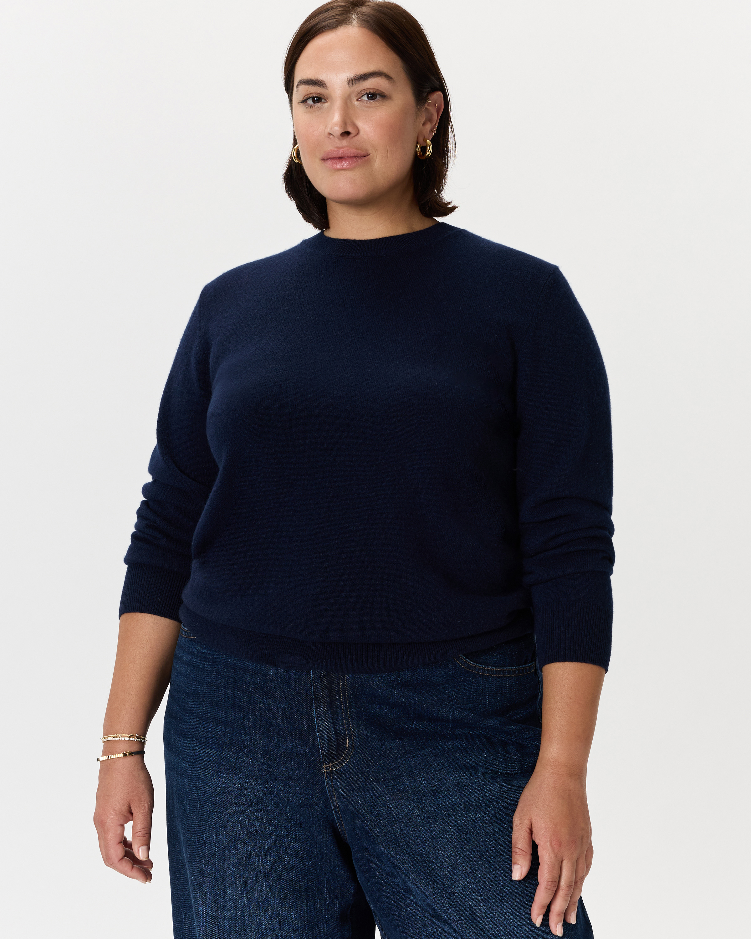 True Navy Mongolian Cashmere Crewneck Sweater