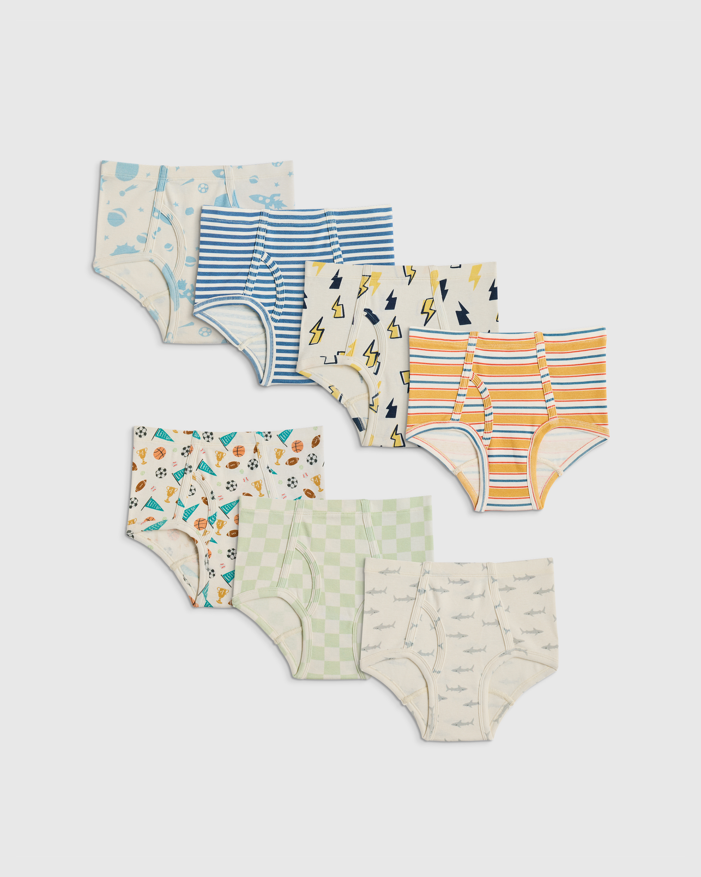 Boy Mix Prints Ensemble de 7 culottes classiques 100 % coton biologique pour garçons