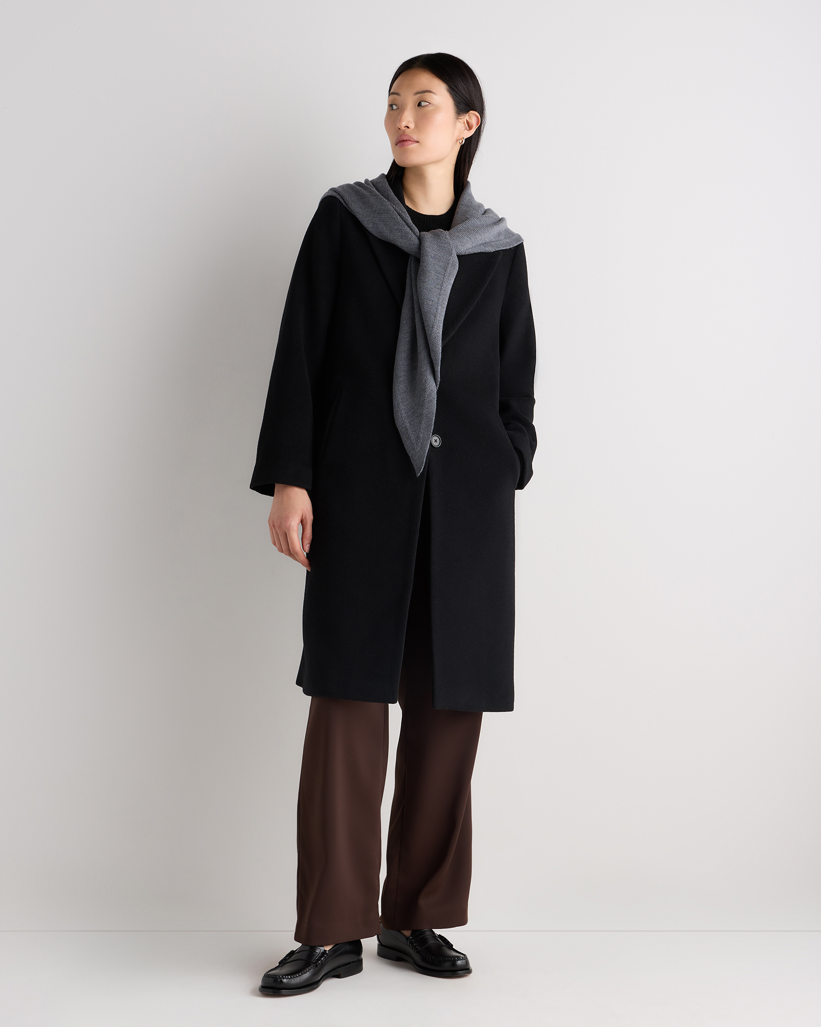 Charcoal 100% Merino Wool Large Triangle Scarf
