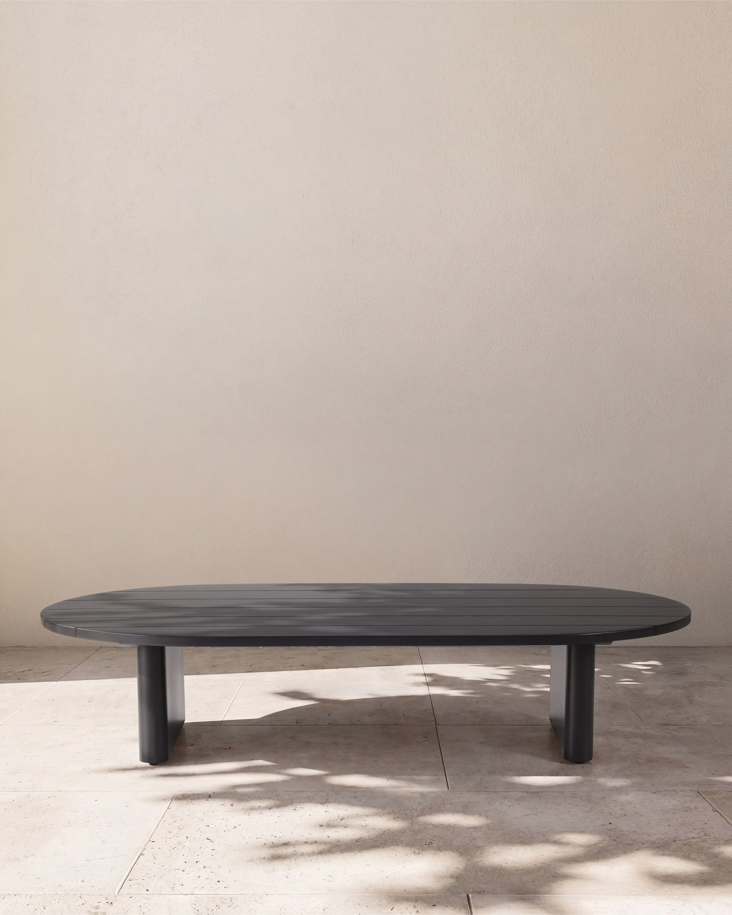 Dark Charcoal Curved Powder-Coated Aluminum Outdoor Coffee Table