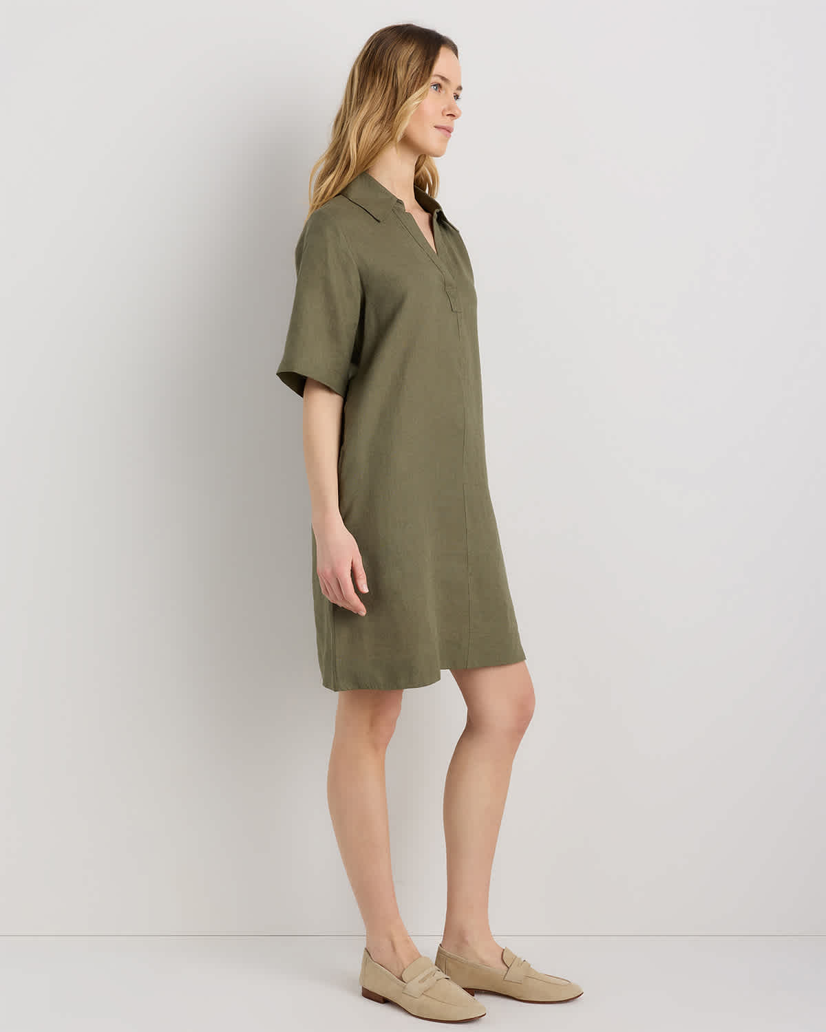 popover mini dress Plus Size - Bell Isle Chambray Popover Mini Dress