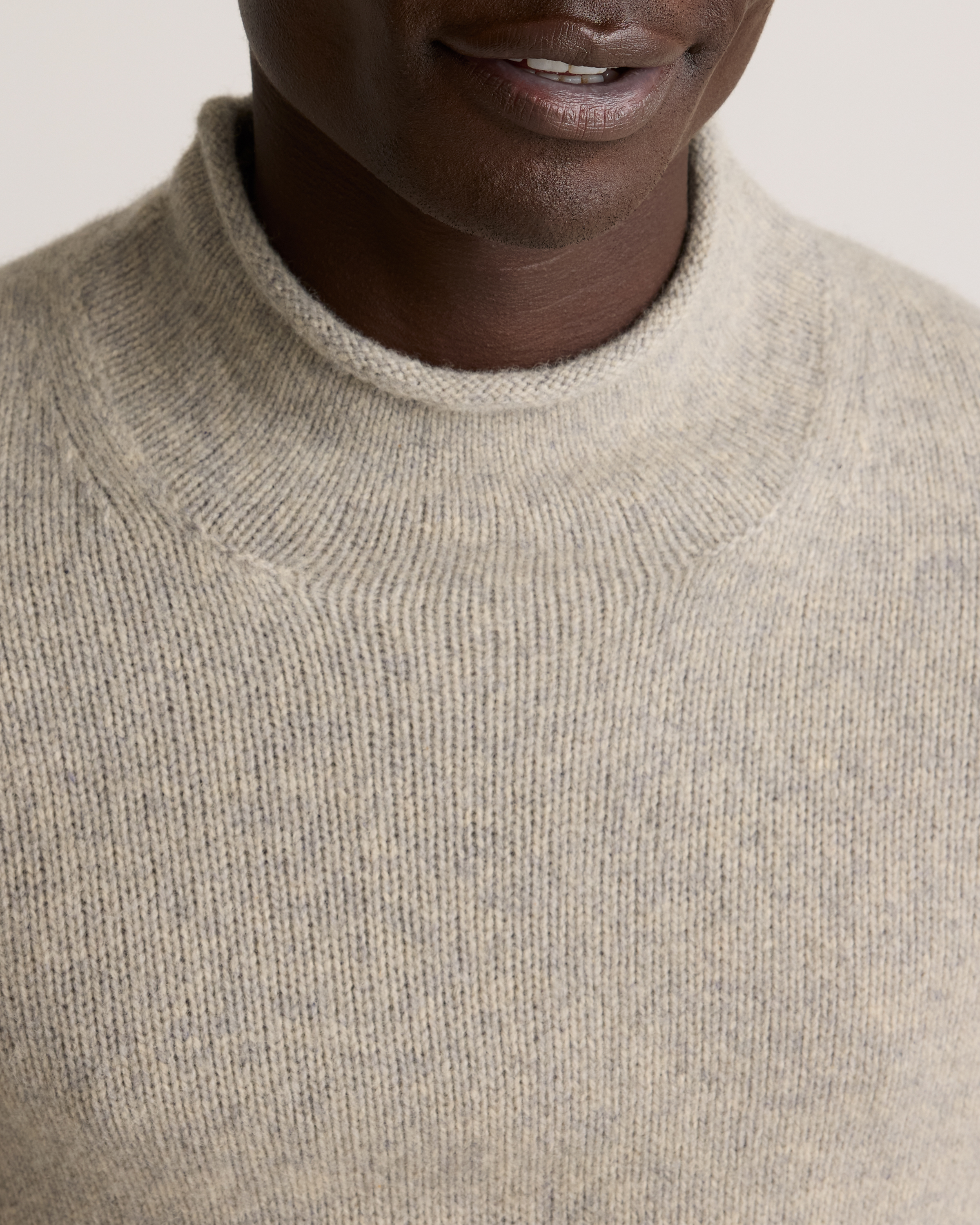 100% Yak Wool Roll Neck Sweater in Warm Heather Grey