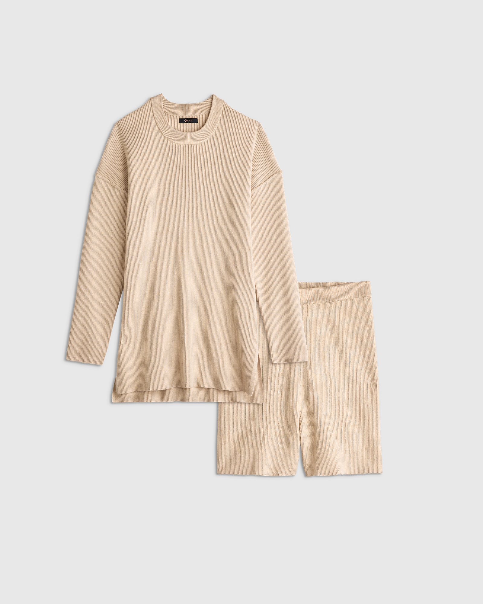 Heather Oatmeal Cotton Cashmere Modern Mama Short Set