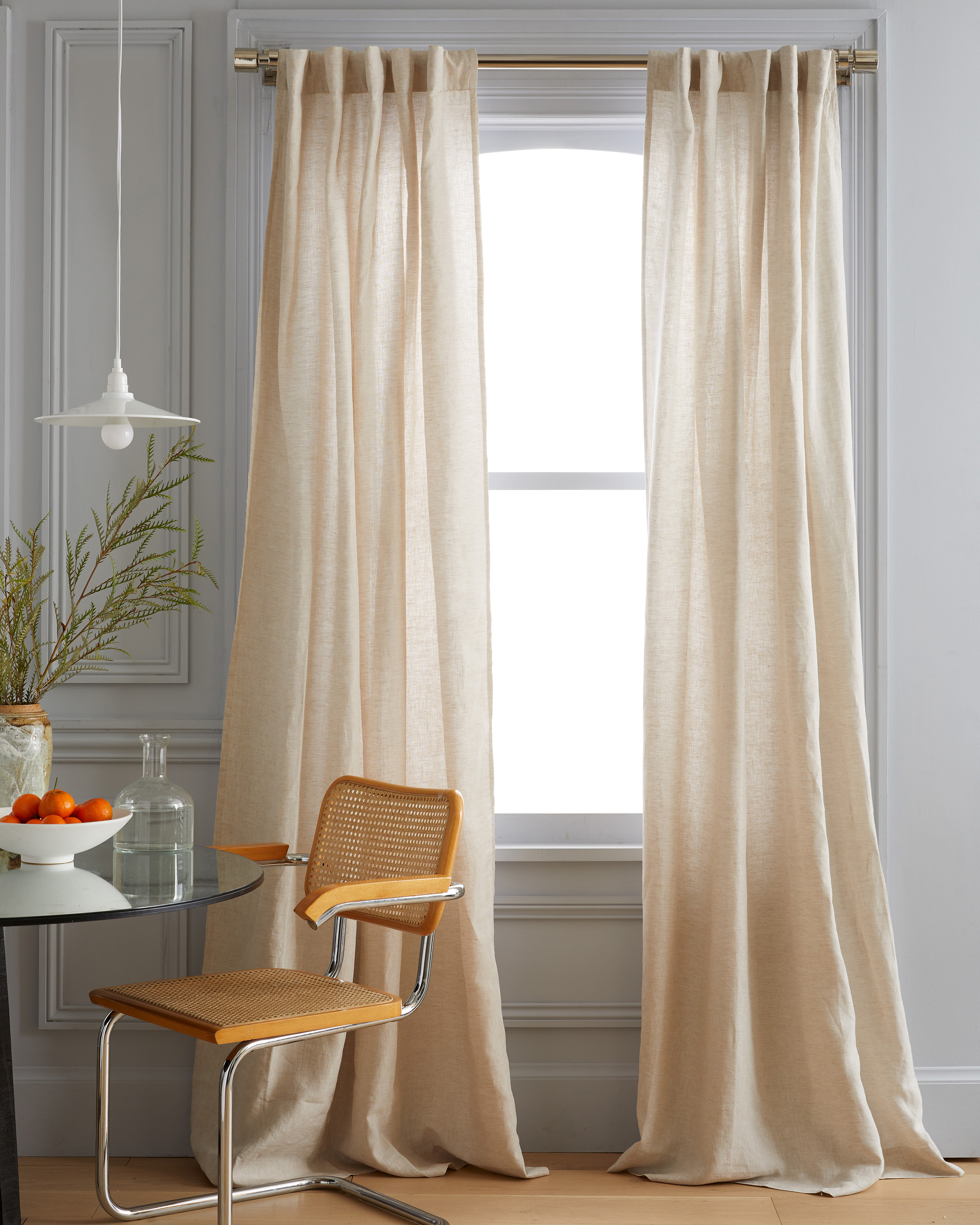 European Linen Curtain - Single Panel, 48x120, Flax