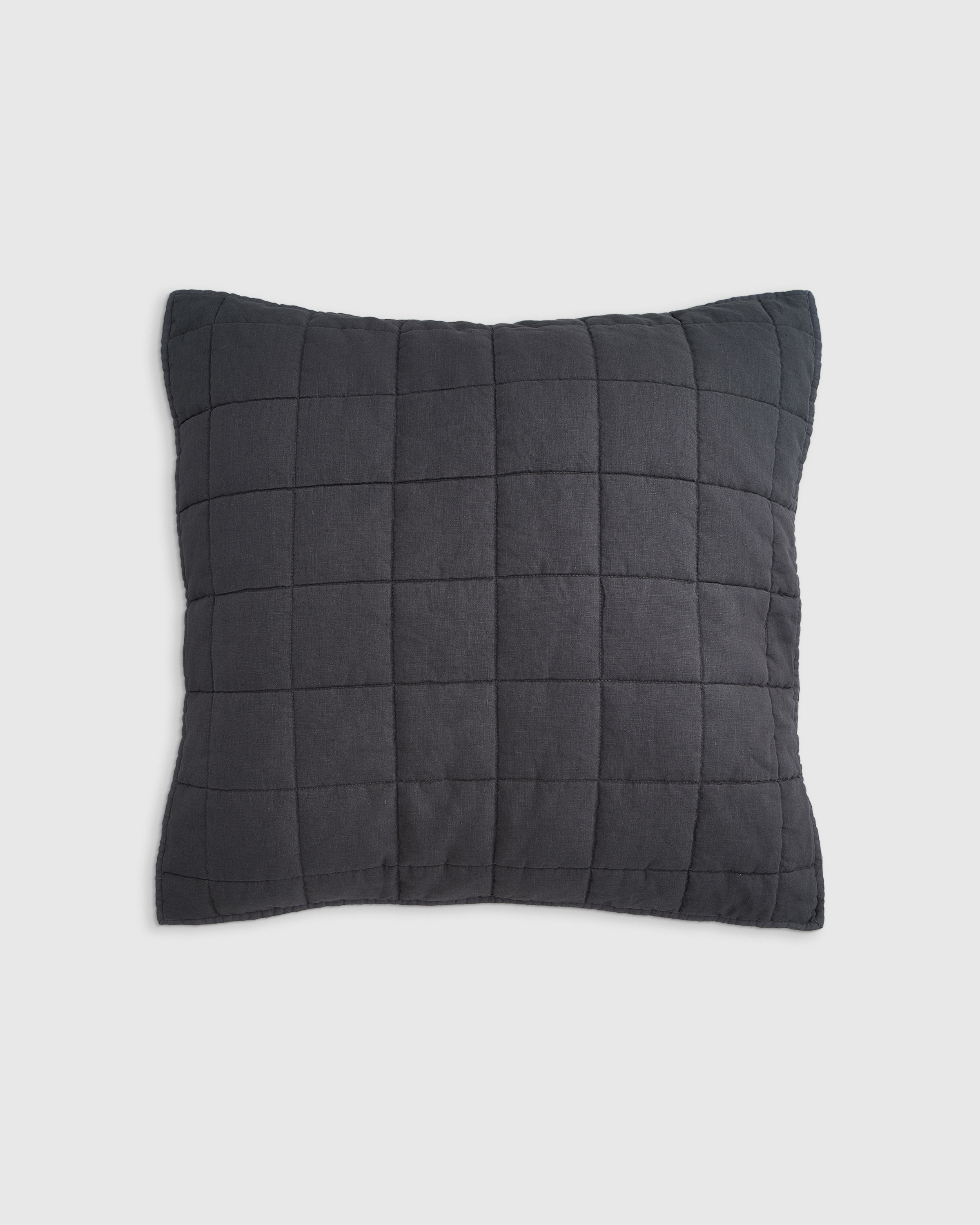 European Linen Box Quilted Euro Sham, Charcoal, Euro