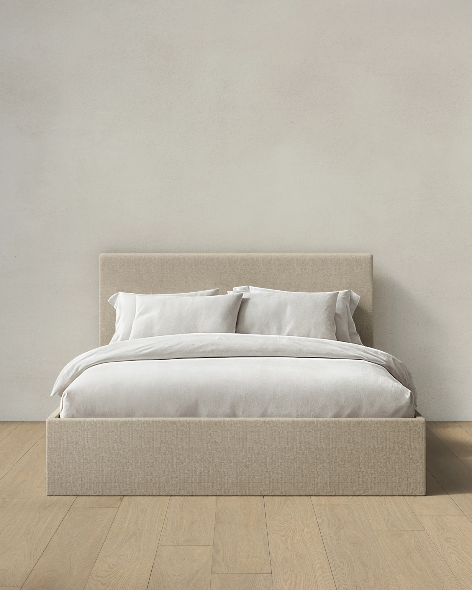 Linen Square Bed - Low Headboard