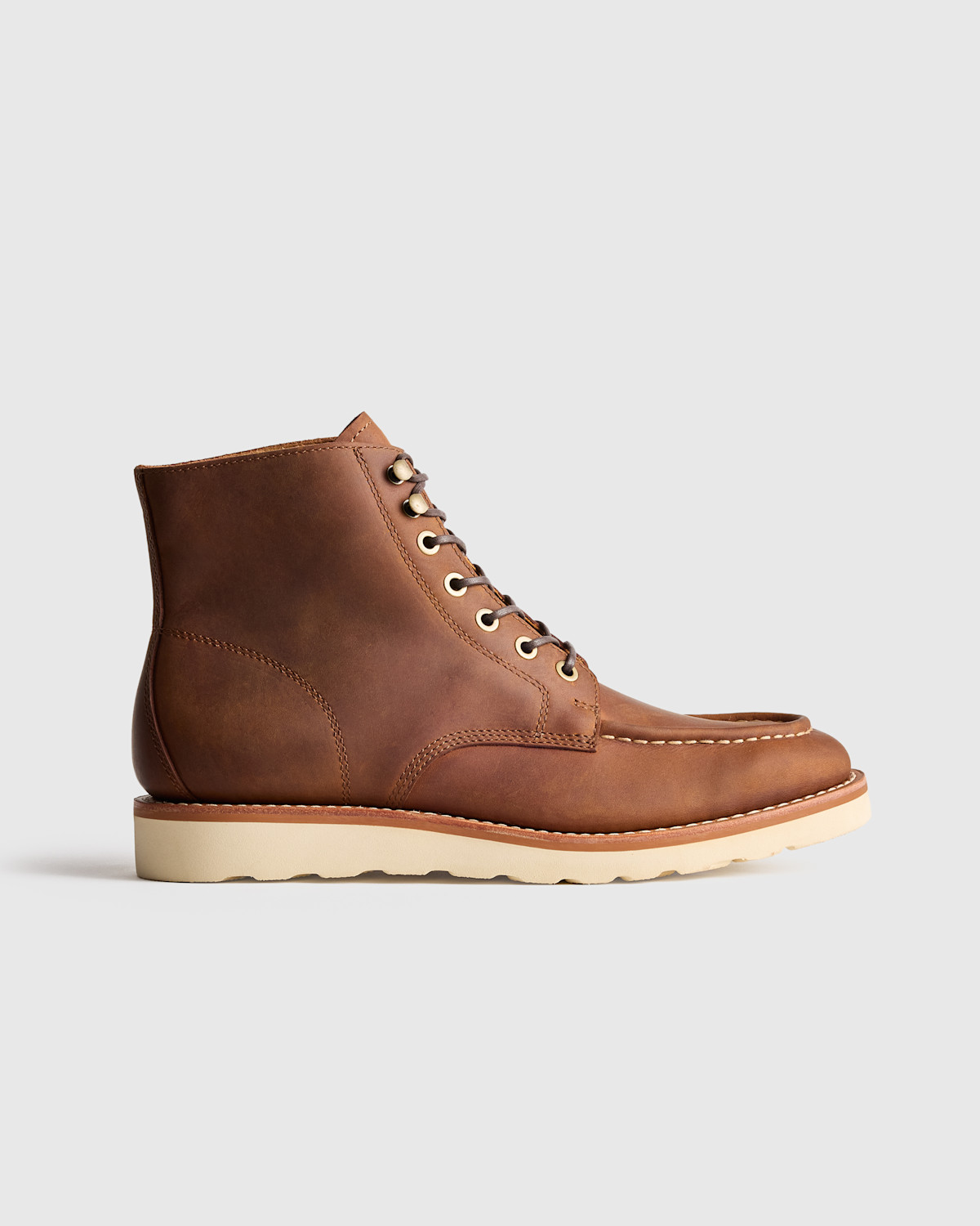 Quince Crafted Leather Moc Toe Boot in Whiskey