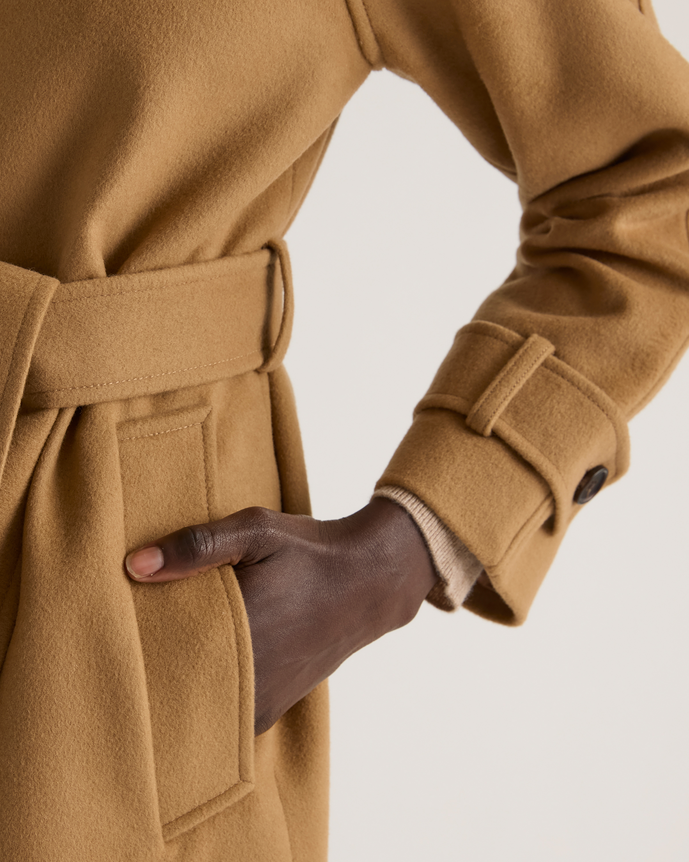 Italian Wool Belted Point Collar Coat